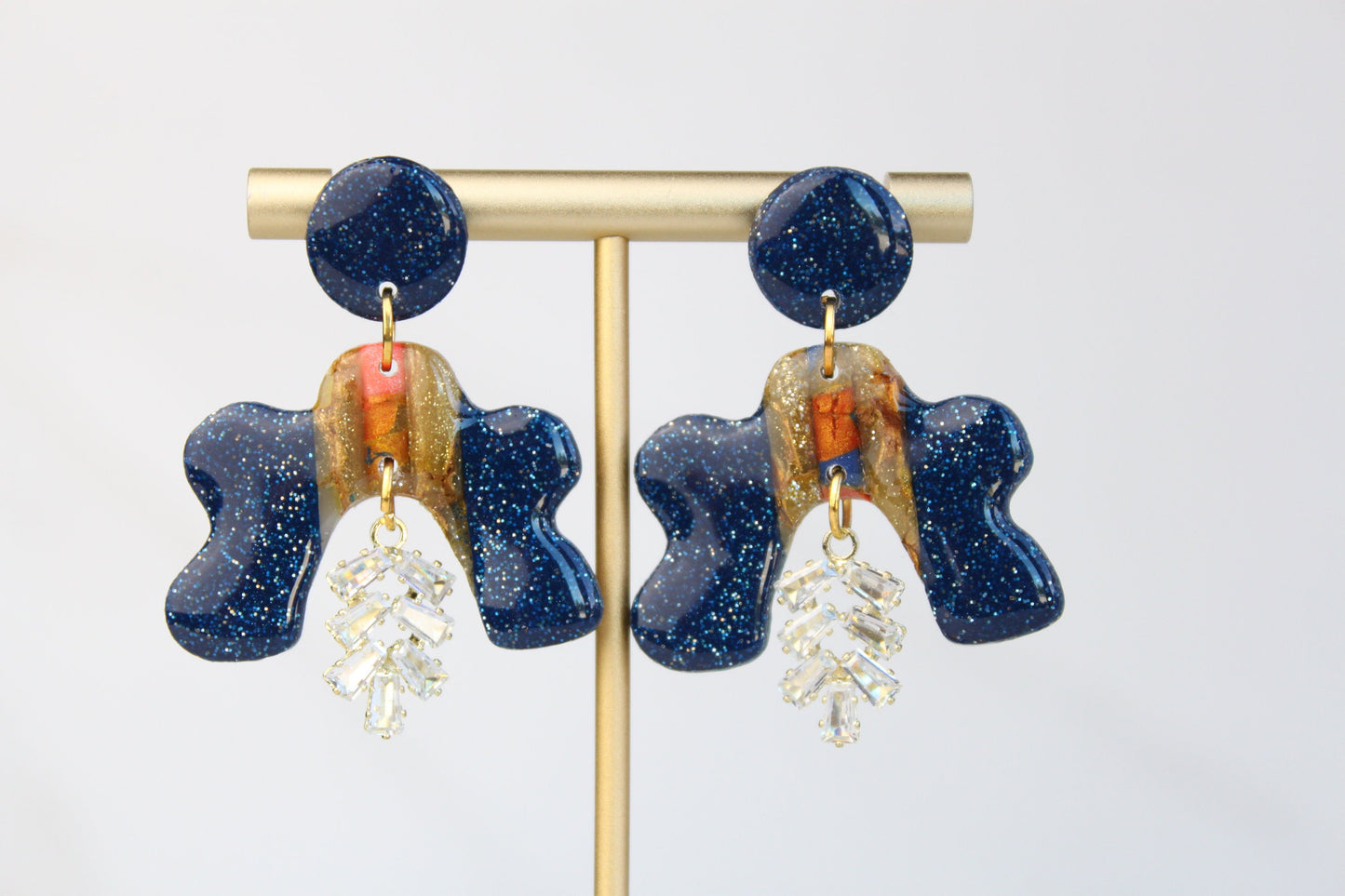 Clay Dangle Earrings - Geometric Modern Design, Handmade Lightweight Hypoallergenic Polymer Jewelry, Statement Accessory Multiple Colors