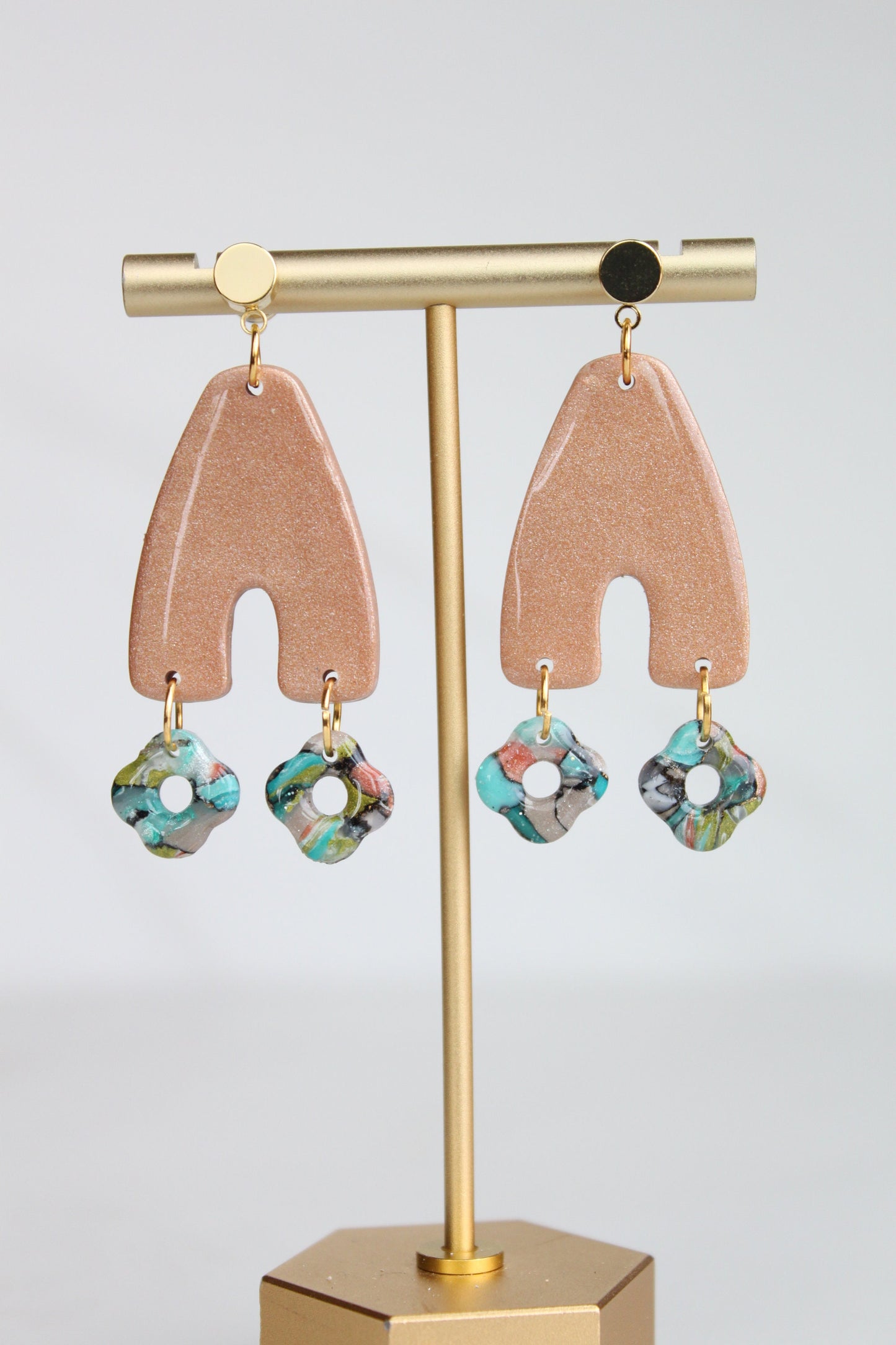 Clay Dangle Earrings - Geometric Modern Design, Handmade Lightweight Hypoallergenic Polymer Jewelry, Statement Accessory Multiple Colors