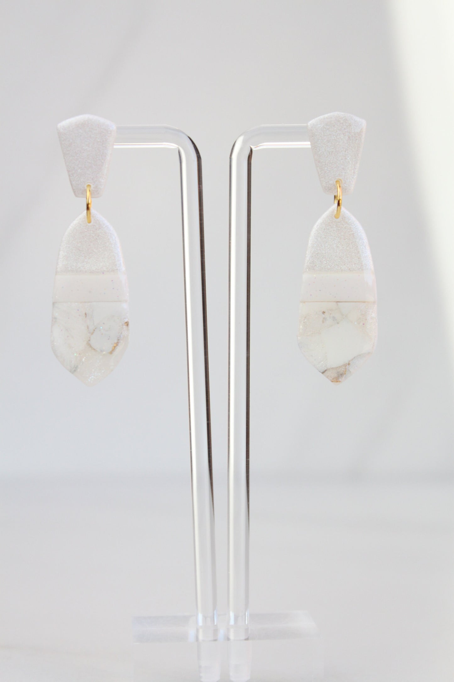 Clay Dangle Earrings - Geometric Modern Design, Handmade Lightweight Hypoallergenic Polymer Jewelry, Statement Accessory Multiple Colors