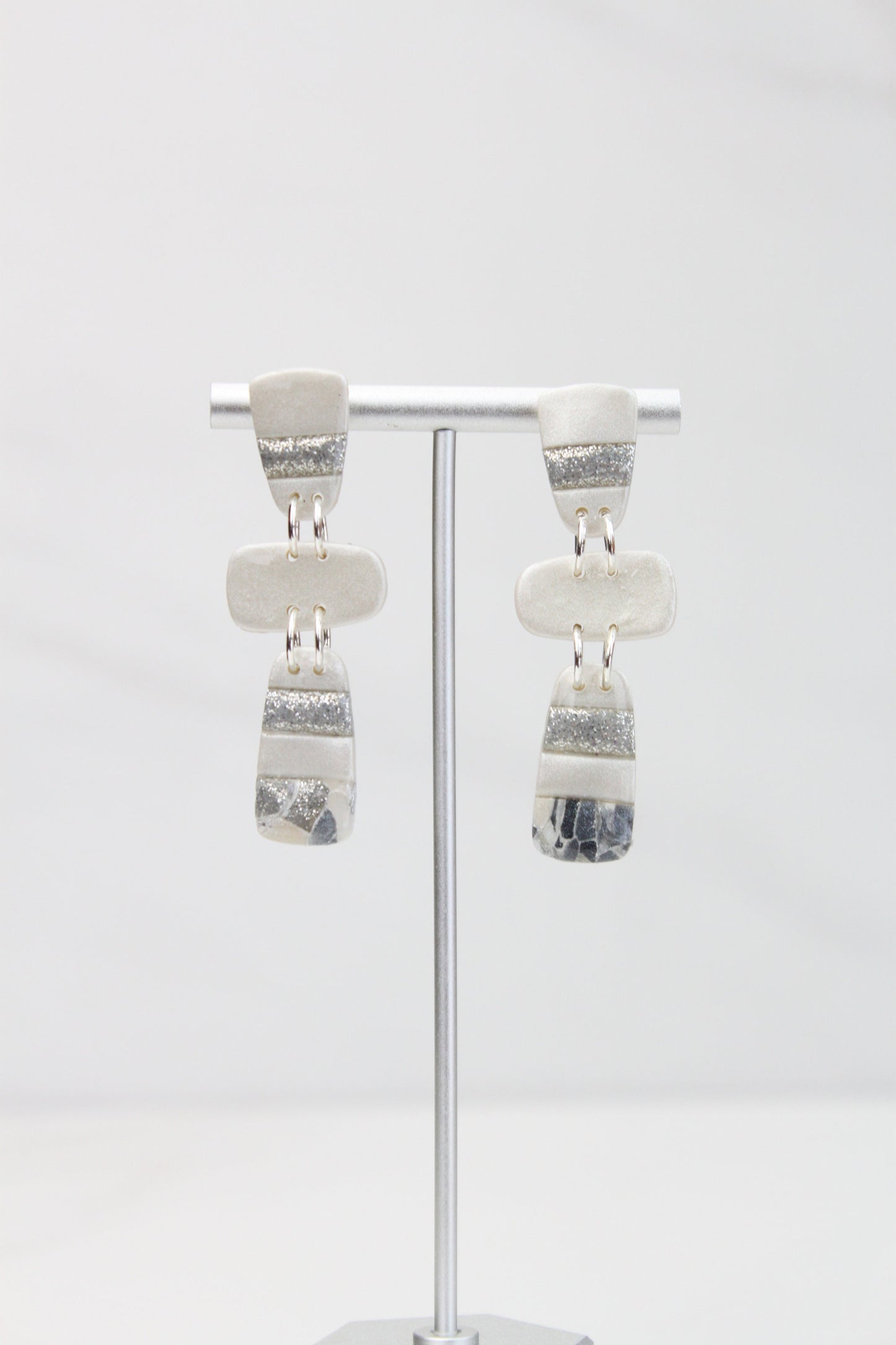 Clay Dangle Earrings - Geometric Modern Design, Handmade Lightweight Hypoallergenic Polymer Jewelry, Statement Accessory Multiple Colors