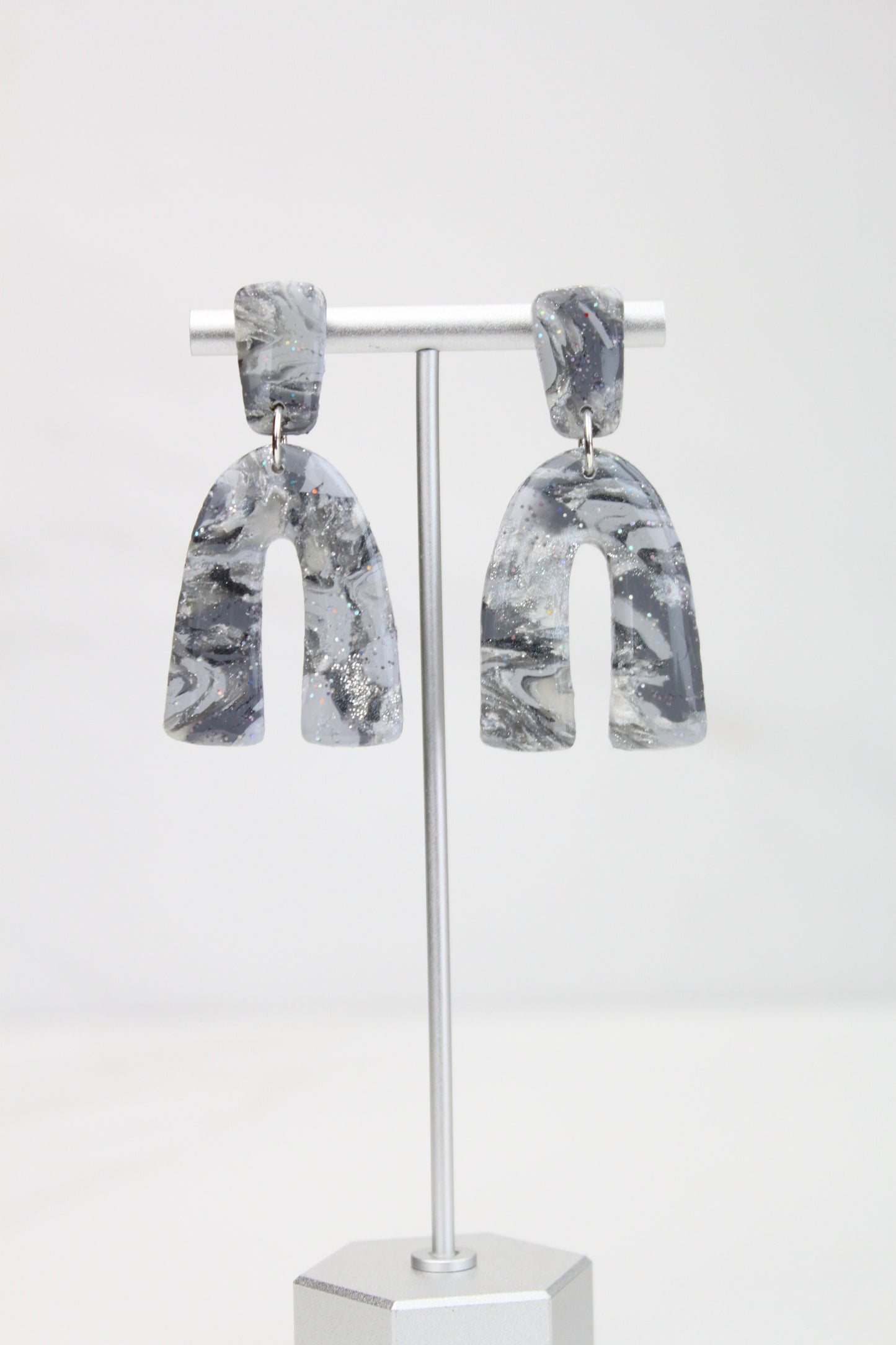 Clay Dangle Earrings - Geometric Modern Design, Handmade Lightweight Hypoallergenic Polymer Jewelry, Statement Accessory Multiple Colors