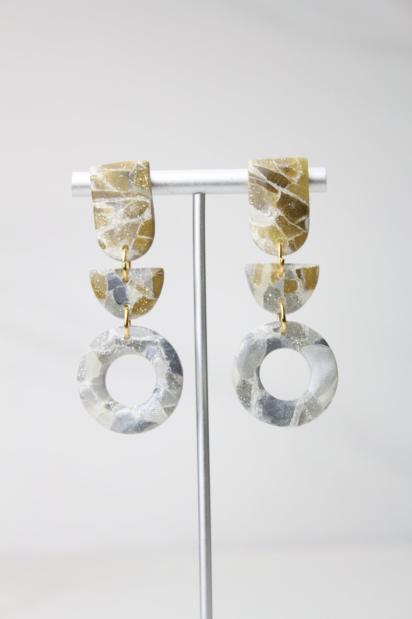 Clay Dangle Earrings - Geometric Modern Design, Handmade Lightweight Hypoallergenic Polymer Jewelry, Statement Accessory Multiple Colors