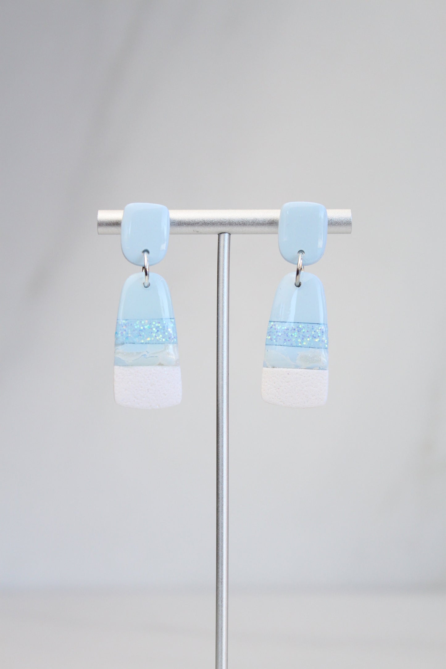 Clay Dangle Earrings - Geometric Modern Design, Handmade Lightweight Hypoallergenic Polymer Jewelry, Statement Accessory Multiple Colors