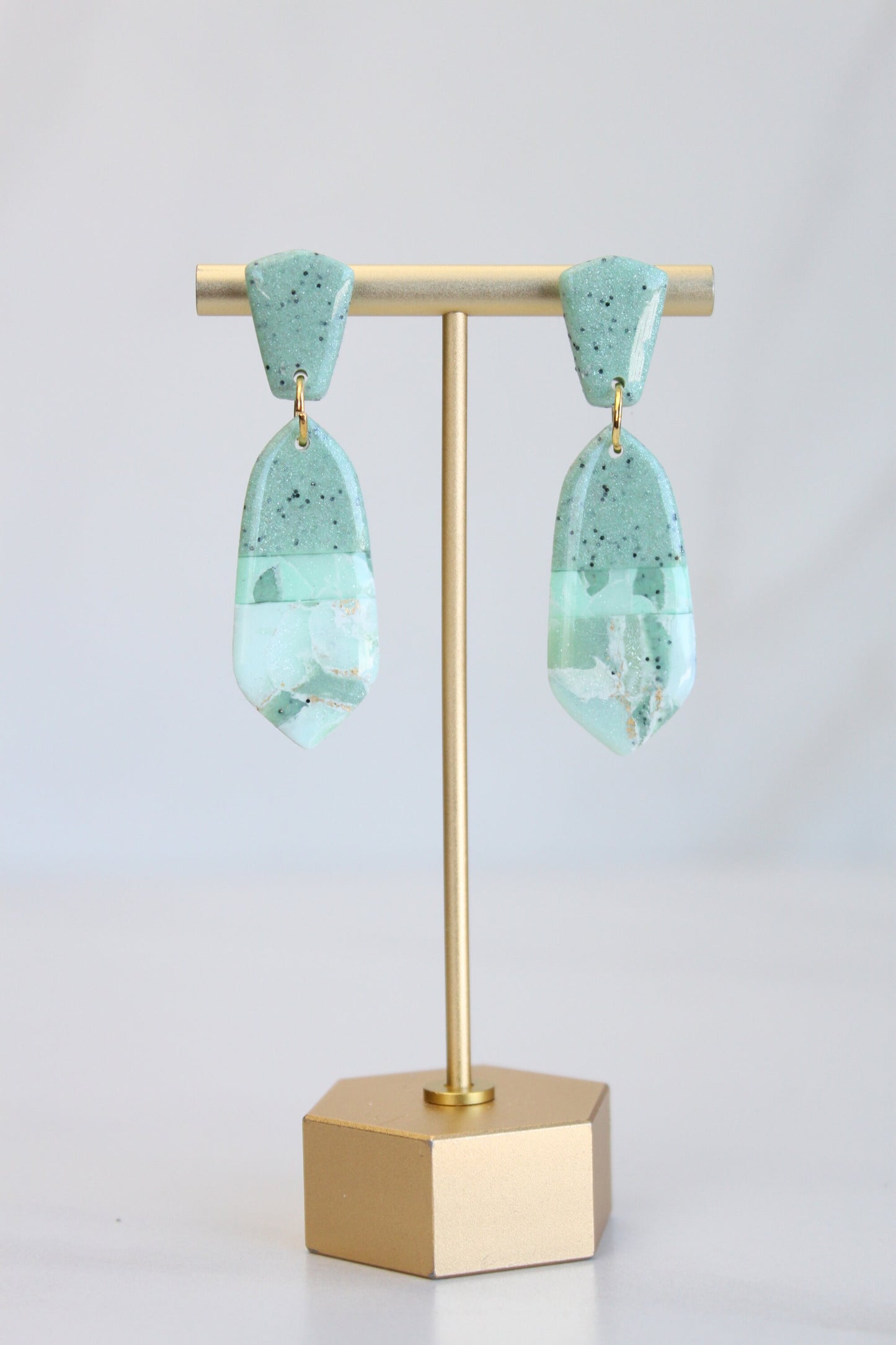 Clay Dangle Earrings - Geometric Modern Design, Handmade Lightweight Hypoallergenic Polymer Jewelry, Statement Accessory Multiple Colors