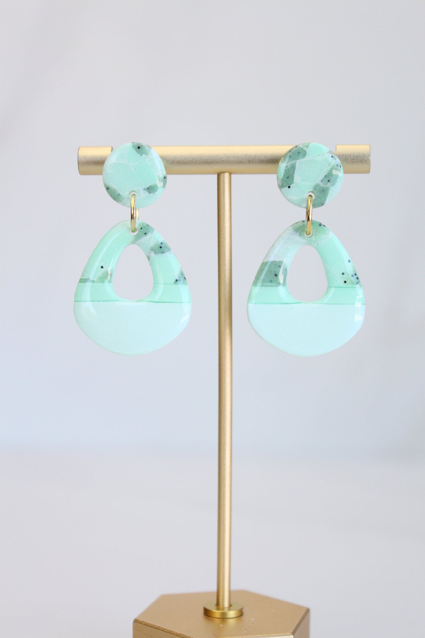 Clay Dangle Earrings - Geometric Modern Design, Handmade Lightweight Hypoallergenic Polymer Jewelry, Statement Accessory Multiple Colors