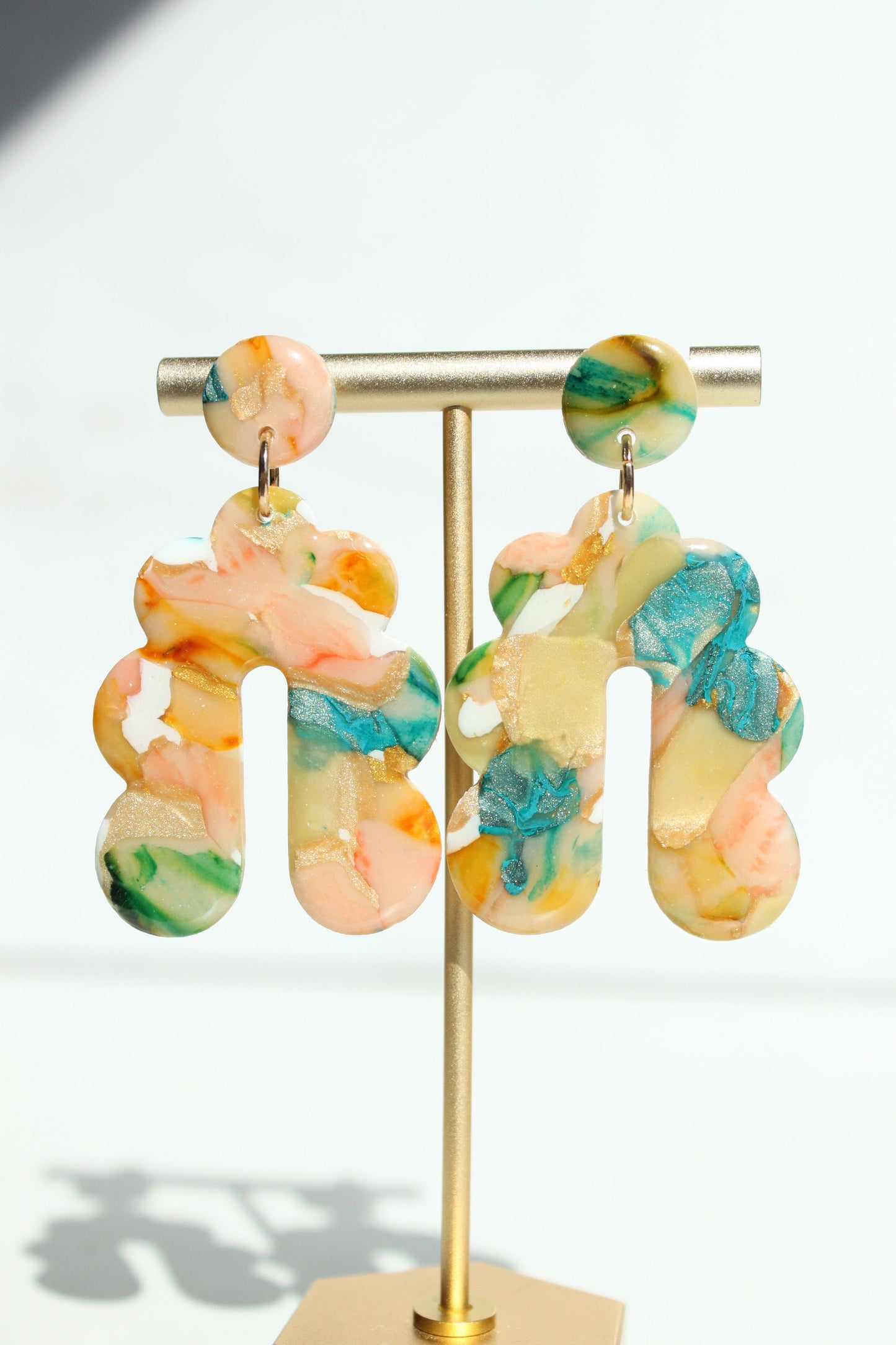 Fall Clay Dangle Earrings - Modern Design, Handmade Lightweight Hypoallergenic Polymer Jewelry, Statement Accessory Multiple Colors