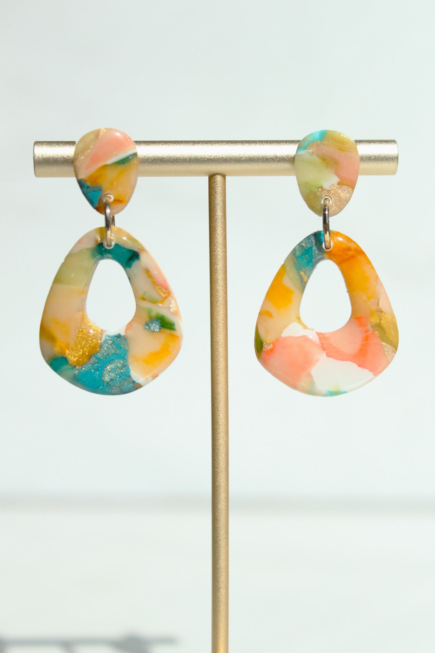 Clay Dangle Earrings - Geometric Modern Design, Handmade Lightweight Hypoallergenic Polymer Jewelry, Statement Accessory Multiple Colors