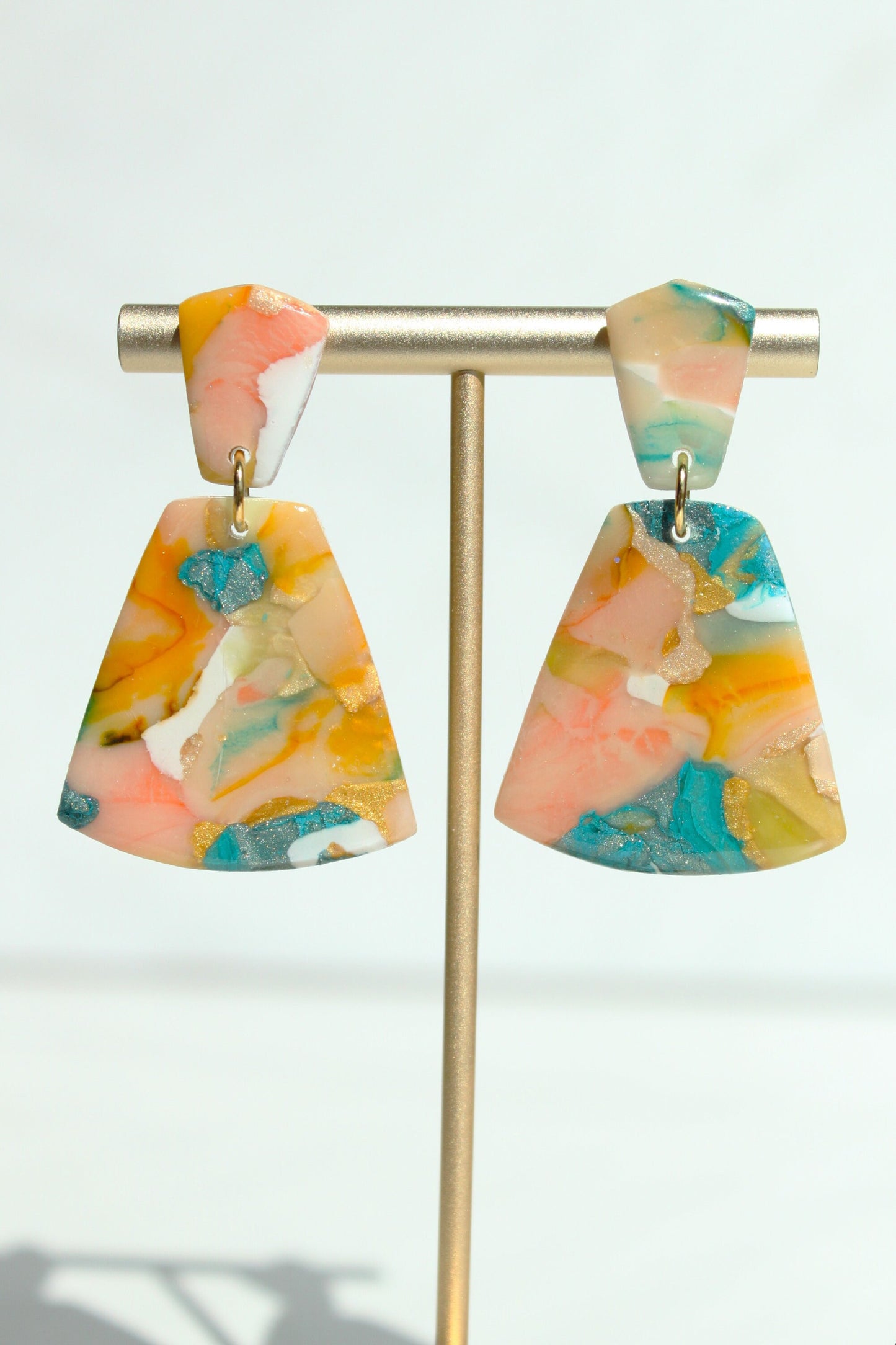 Clay Dangle Earrings - Geometric Modern Design, Handmade Lightweight Hypoallergenic Polymer Jewelry, Statement Accessory Multiple Colors