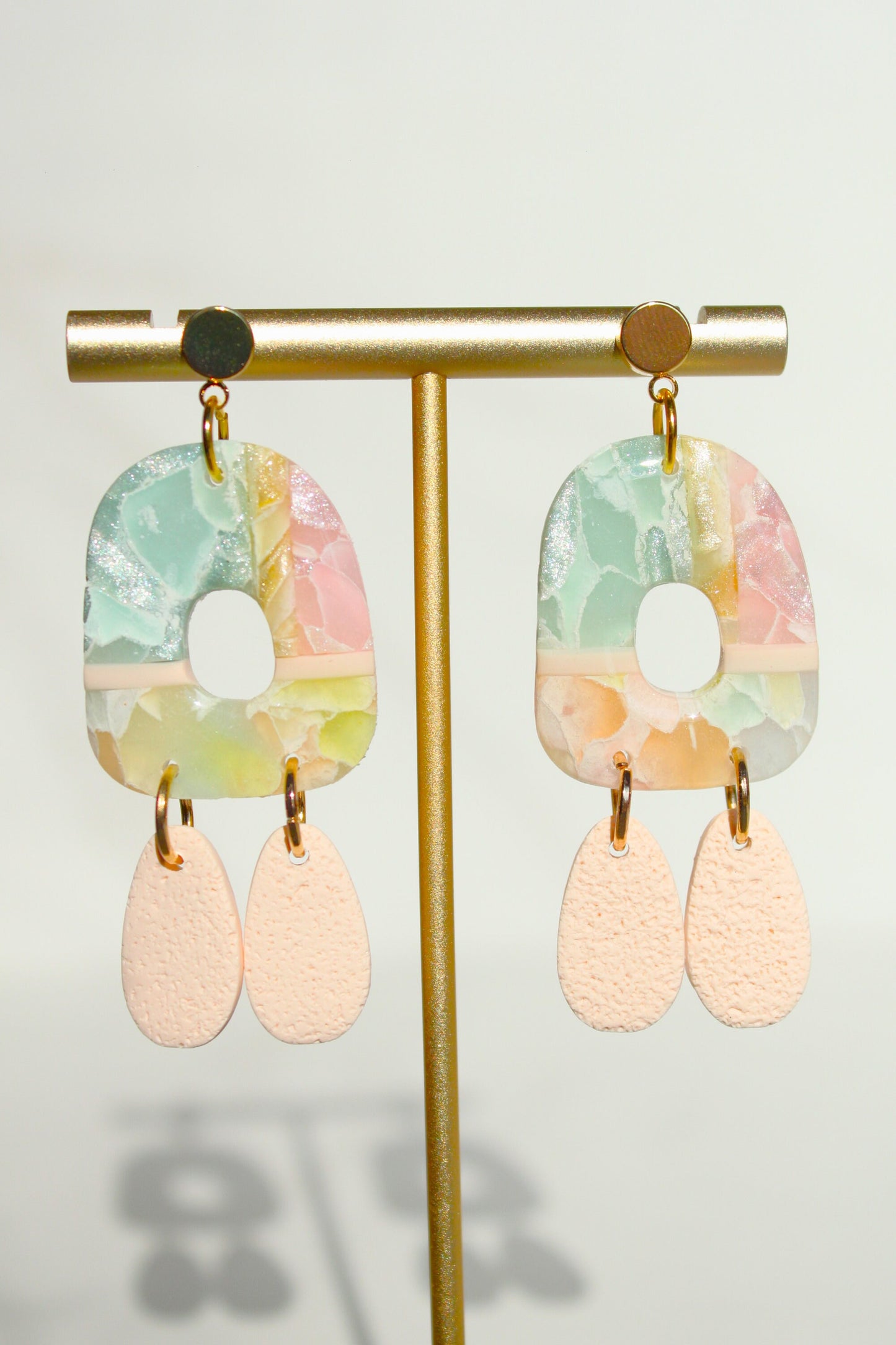 Clay Dangle Earrings - Modern Design, Handmade Lightweight Hypoallergenic Polymer Jewelry, Statement Accessory Multiple Colors