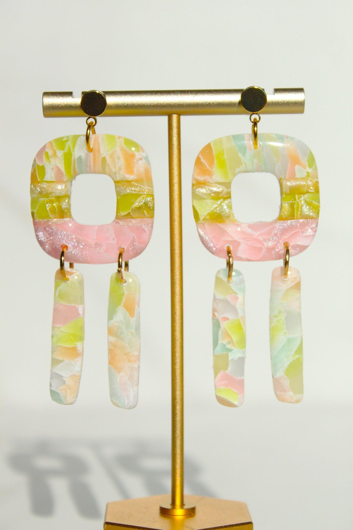 Clay Dangle Earrings - Modern Design, Handmade Lightweight Hypoallergenic Polymer Jewelry, Statement Accessory Multiple Colors