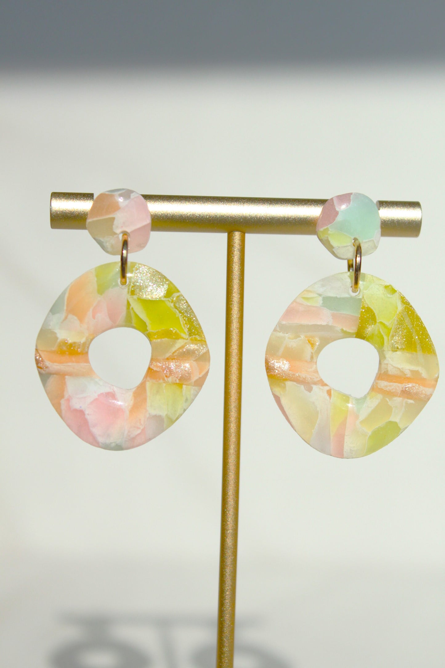 Clay Dangle Earrings - Geometric Modern Design, Handmade Lightweight Hypoallergenic Polymer Jewelry, Statement Accessory Multiple Colors