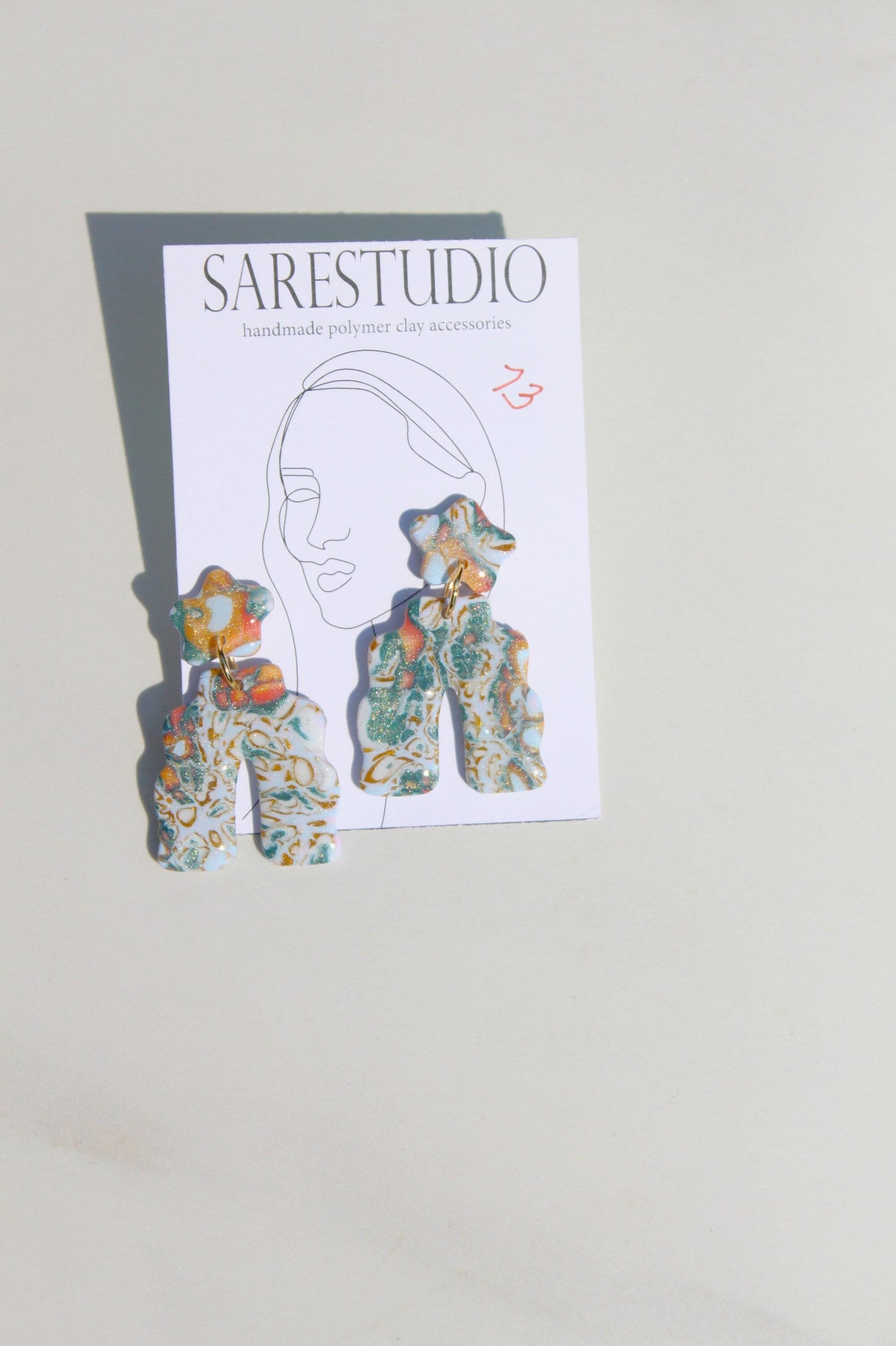 Clay Dangle Earrings - Geometric Modern Design, Handmade Lightweight Hypoallergenic Polymer Jewelry, Statement Accessory Multiple Colors