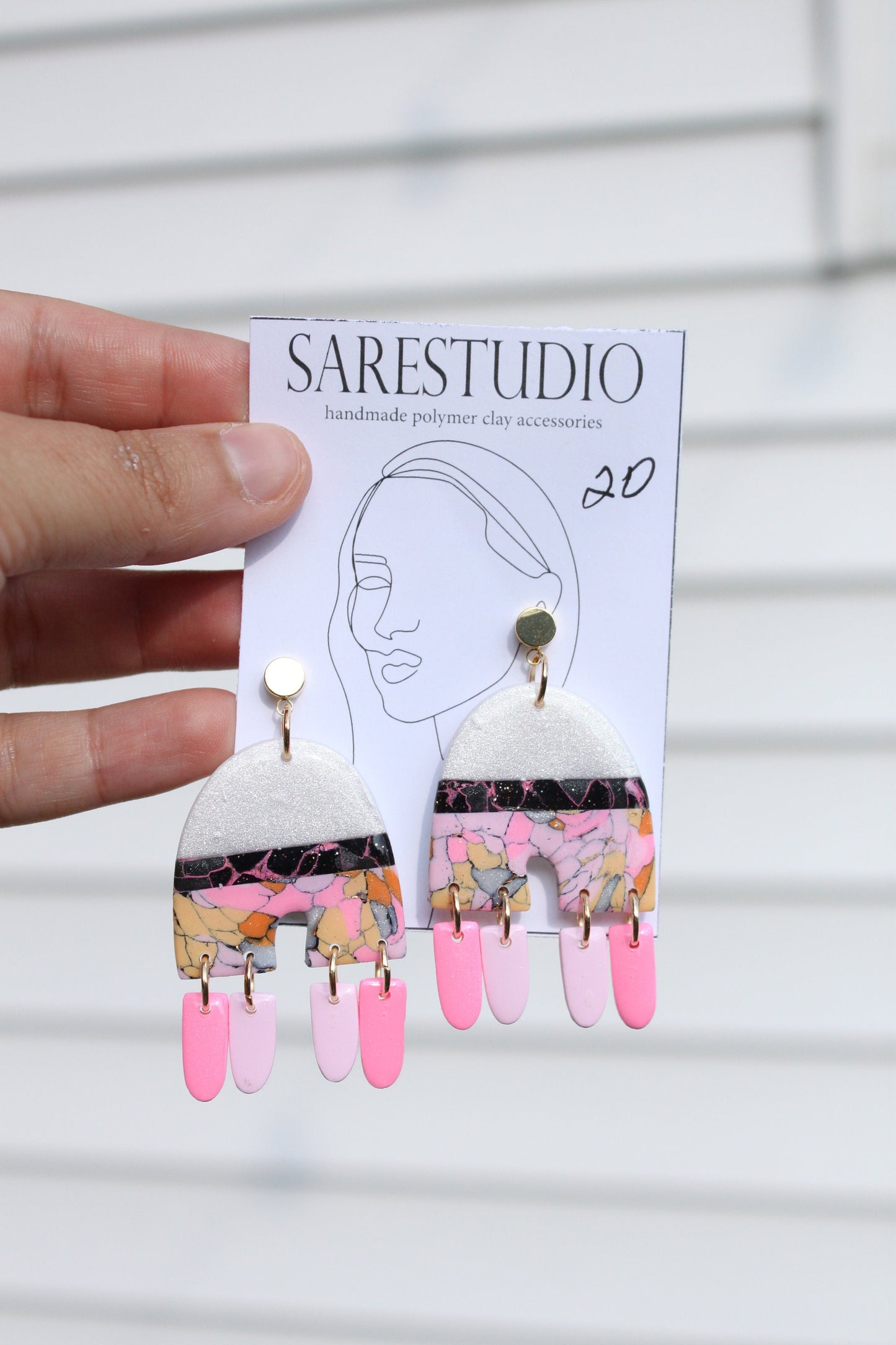 Clay Dangle Earrings - Modern Design, Handmade Lightweight Hypoallergenic Polymer Jewelry, Statement Accessory Multiple Colors