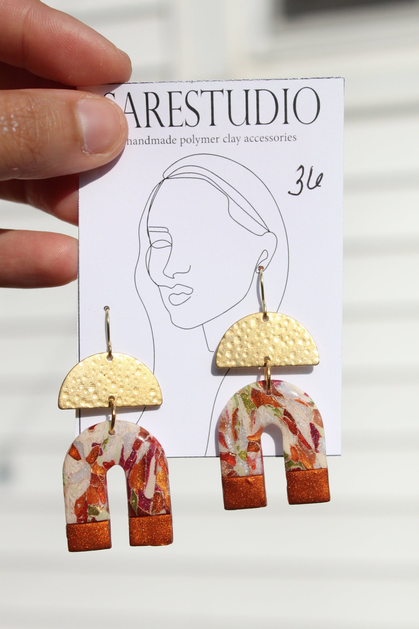 Clay Dangle Earrings - Geometric Modern Design, Handmade Lightweight Hypoallergenic Polymer Jewelry, Statement Accessory Multiple Colors