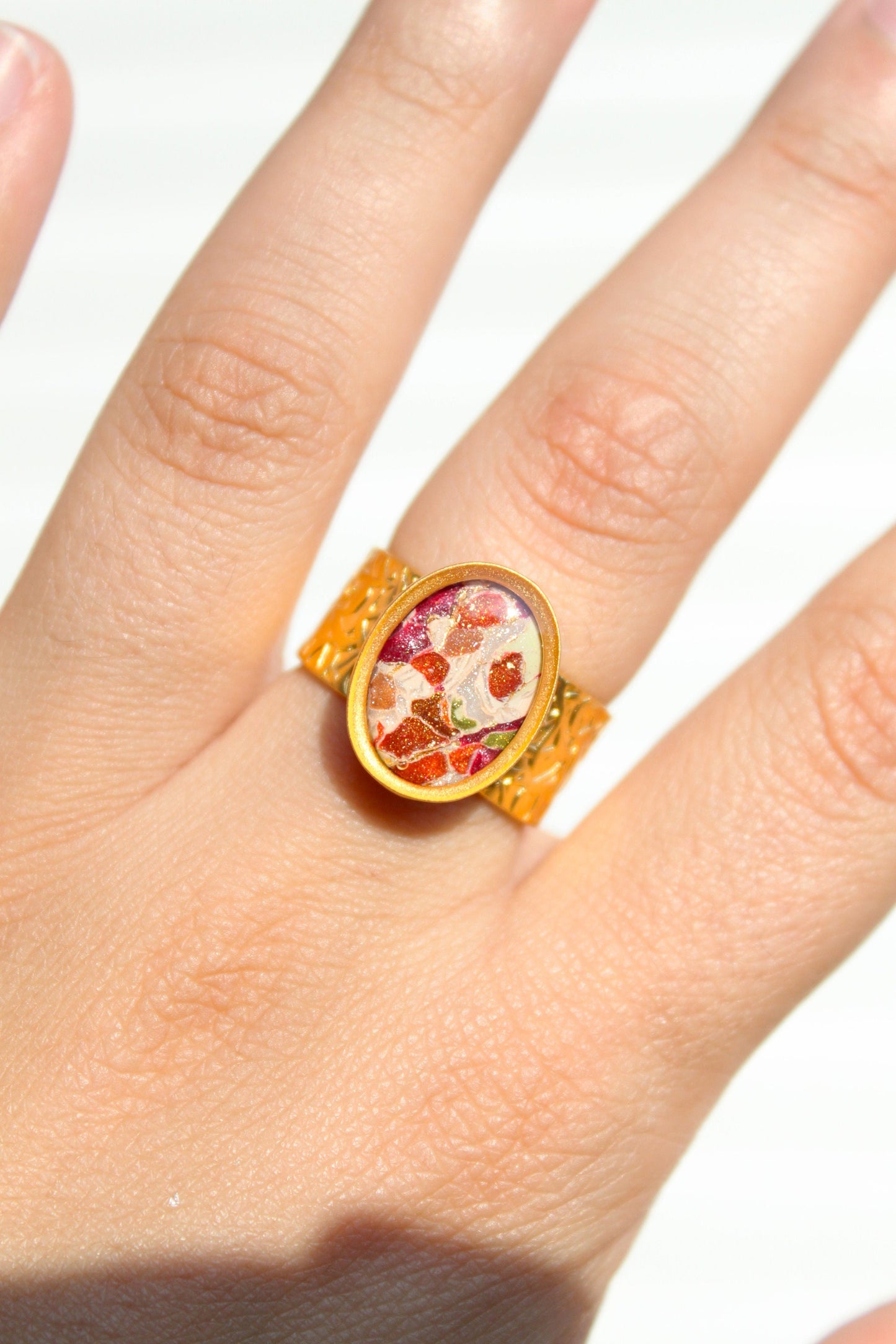 Silver Plated Adjustable Ring, Multi-color ring, Clay Ring, Boho Ring, Gift Jewelry, Birthday Gift, Gift for Her, Women Jewelry, Mother Gift