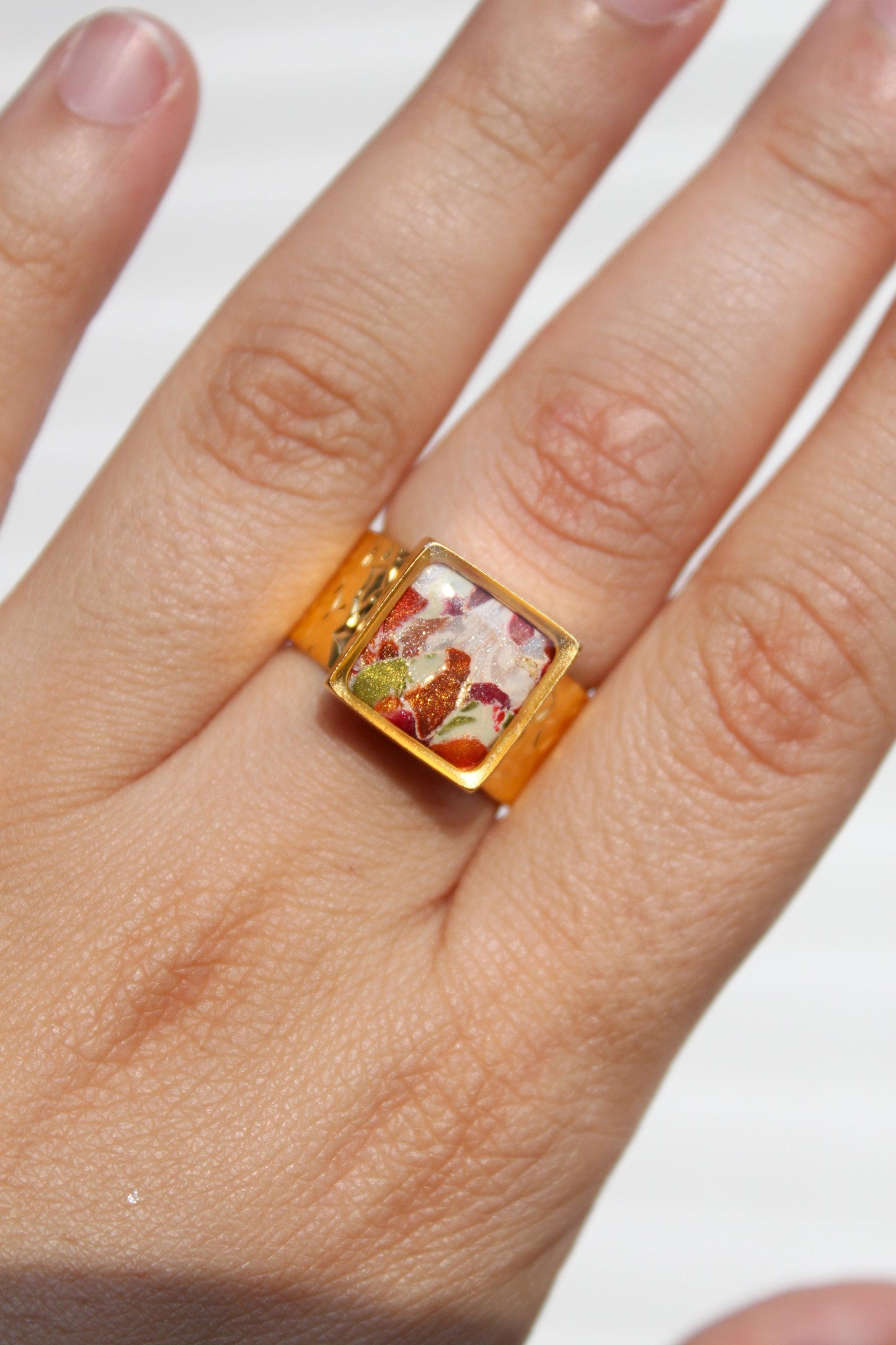 Silver Plated Adjustable Ring, Multi-color ring, Clay Ring, Boho Ring, Gift Jewelry, Birthday Gift, Gift for Her, Women Jewelry, Mother Gift