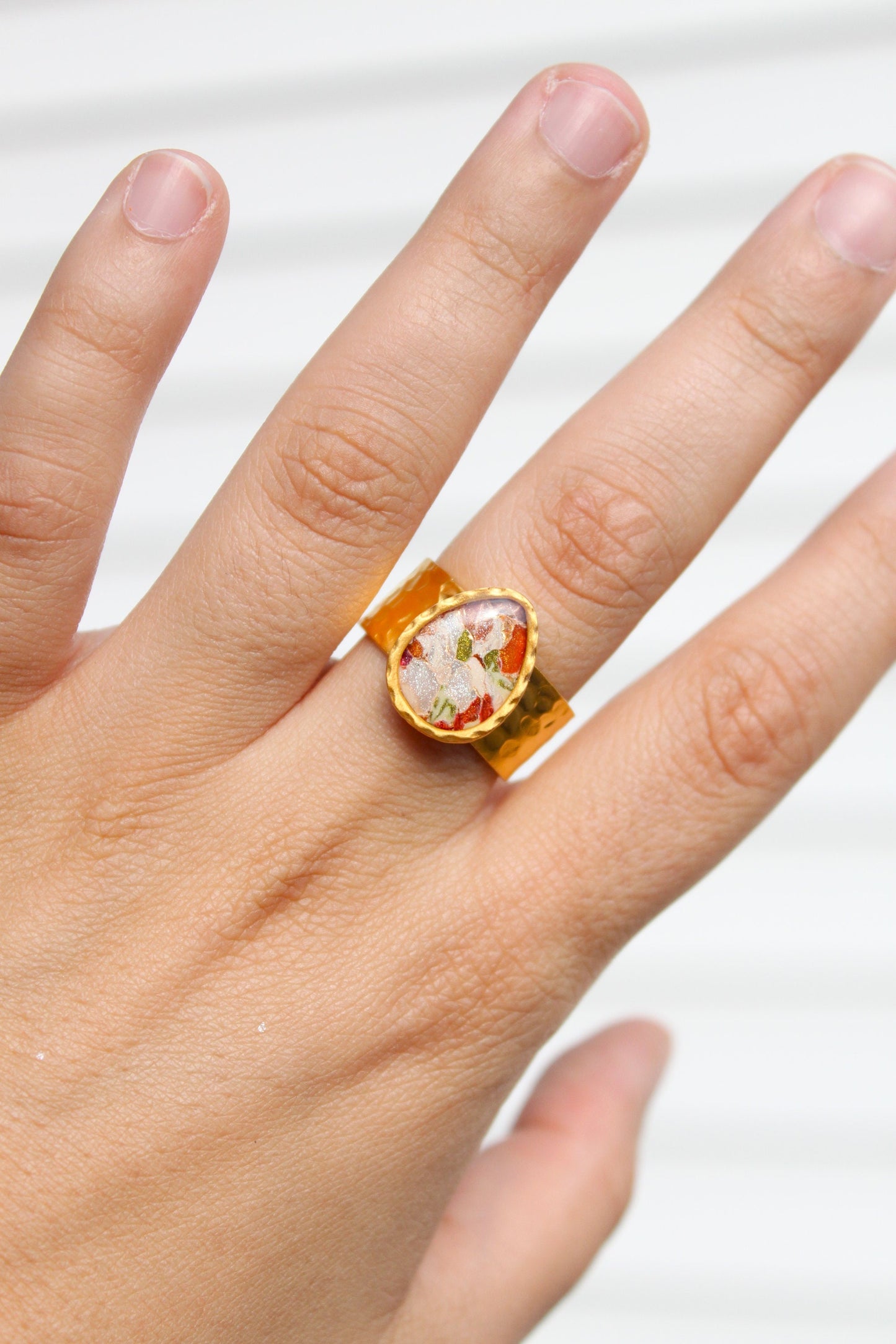 Silver Plated Adjustable Ring, Multi-color ring, Clay Ring, Boho Ring, Gift Jewelry, Birthday Gift, Gift for Her, Women Jewelry, Mother Gift