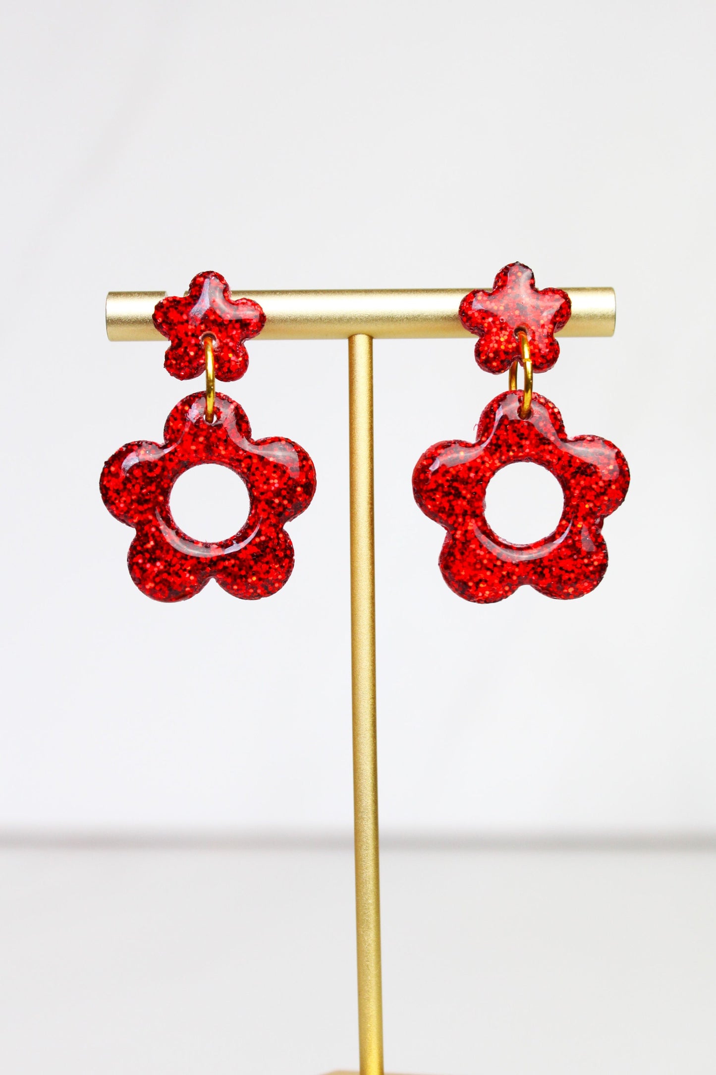 Red Glitter Clay Earrings | Polymer Clay Red Glitter earrings | Sparkly Glitter Earrings | Glitter Earrings | Holiday Glitter earrings