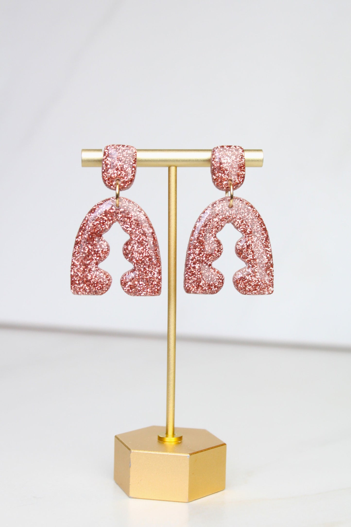 Rose Gold Glitter Clay Earrings | Clay Rose Gold Glitter earrings | Sparkly Glitter Earrings | Glitter Earrings | Holiday Glitter earrings