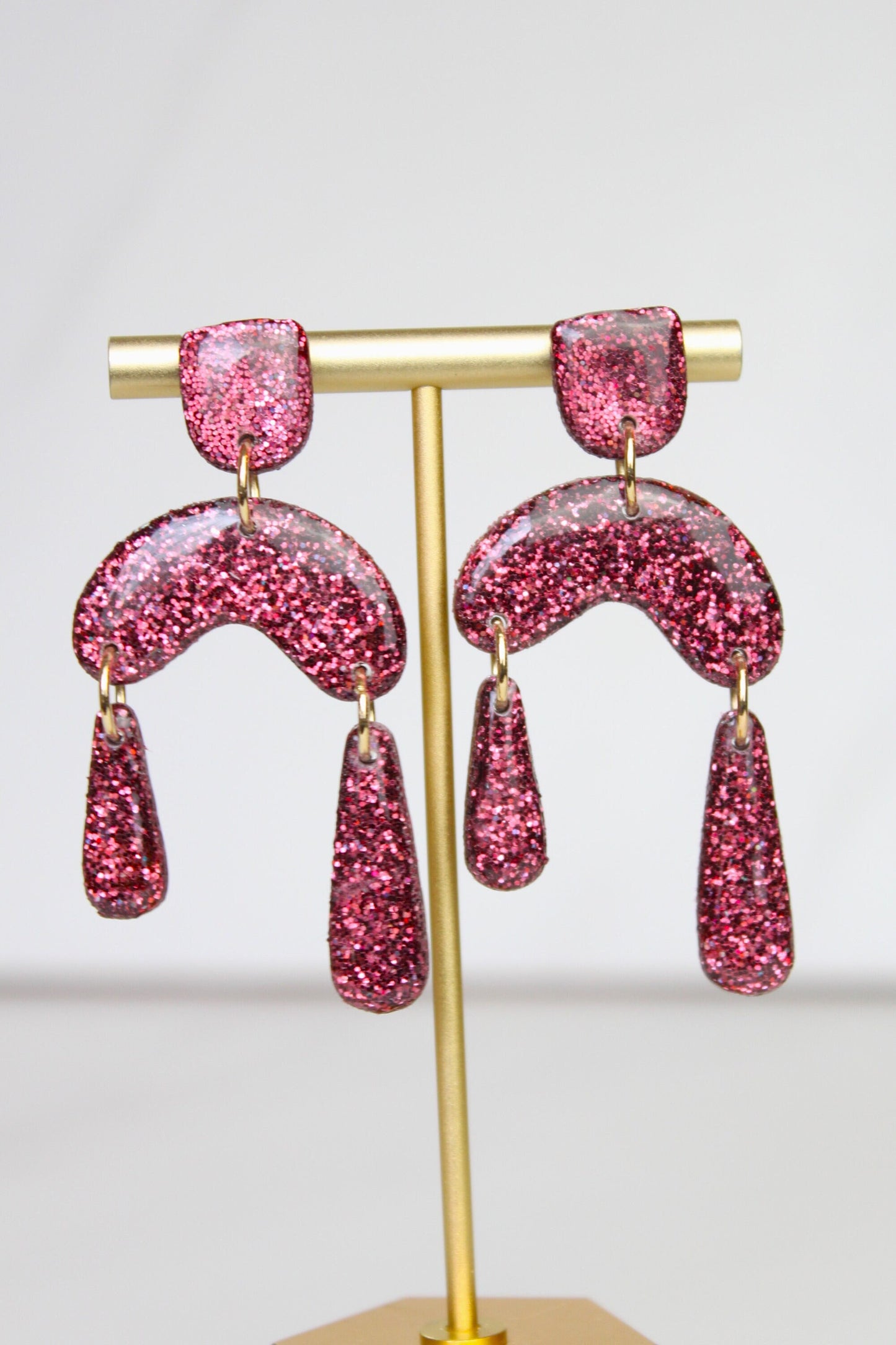 Burgundy Glitter Clay Earrings | Clay Burgundy Glitter earrings | Sparkly Glitter Earrings | Glitter Earrings | Holiday Glitter earrings