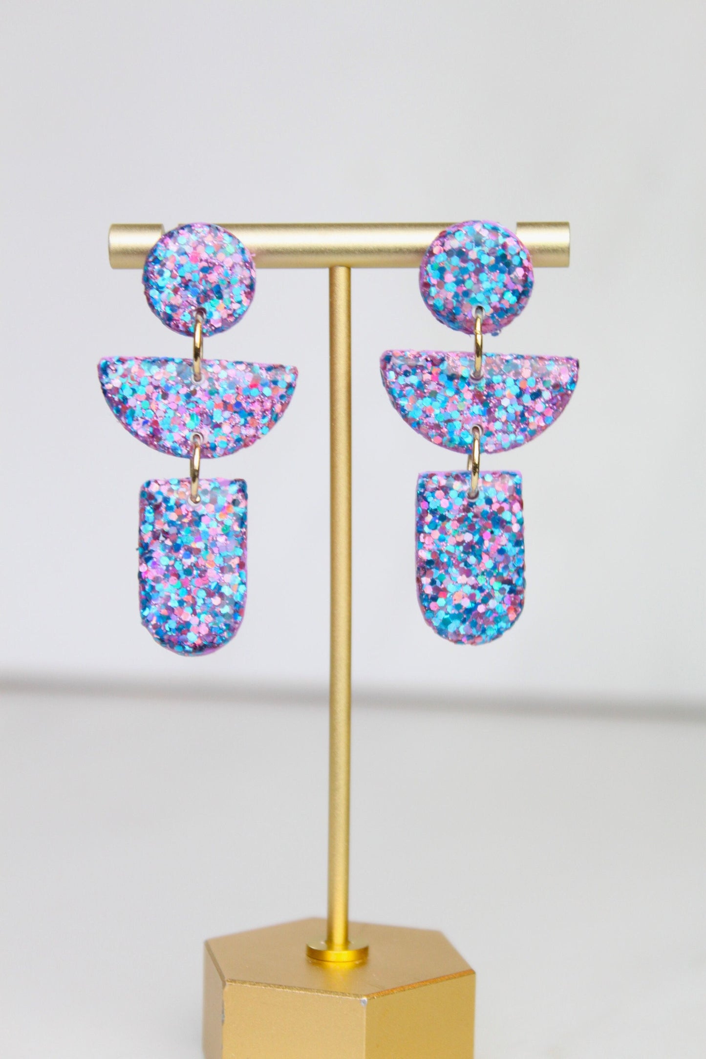 Purple Holographic Glitter Clay Earrings | Polymer Clay Glitter earrings | Sparkly Glitter Earrings | Glitter Earrings | Glitter earrings