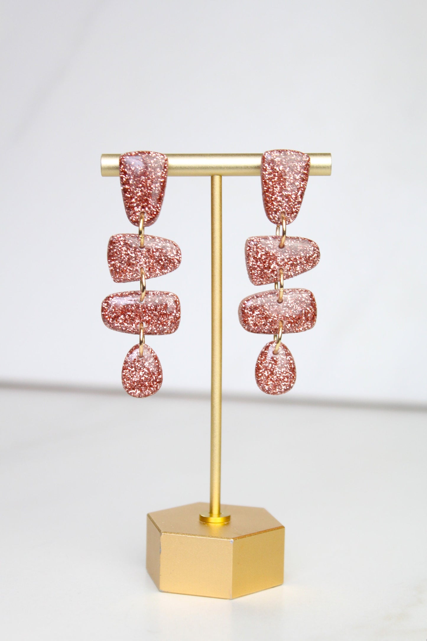 Rose Gold Glitter Clay Earrings | Clay Rose Gold Glitter earrings | Sparkly Glitter Earrings | Glitter Earrings | Holiday Glitter earrings