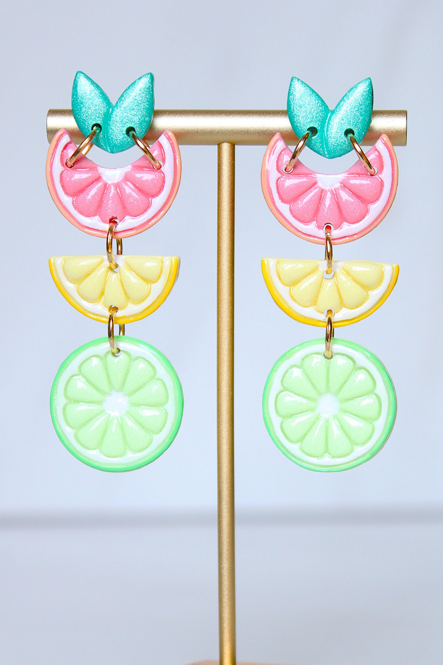 Citrus Slices Clay Earrings - Citrus Clay Earrings, Handmade Lightweight Hypoallergenic Polymer Jewelry, Statement Accessory Multiple Colors