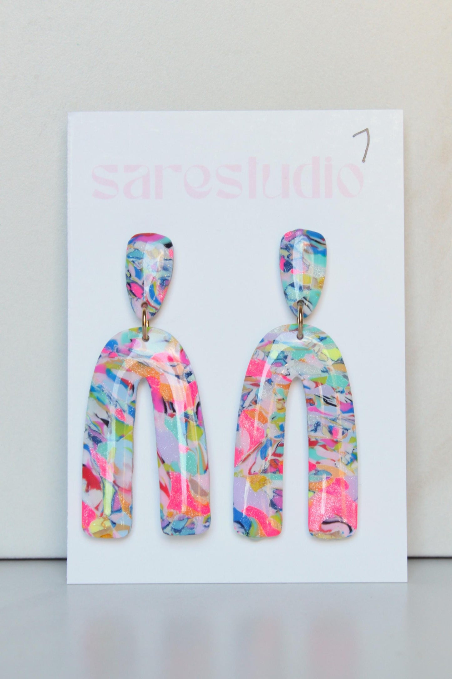 Clay Dangle Earrings - Geometric Modern Design, Handmade Lightweight Hypoallergenic Polymer Jewelry, Statement Accessory Multiple Colors