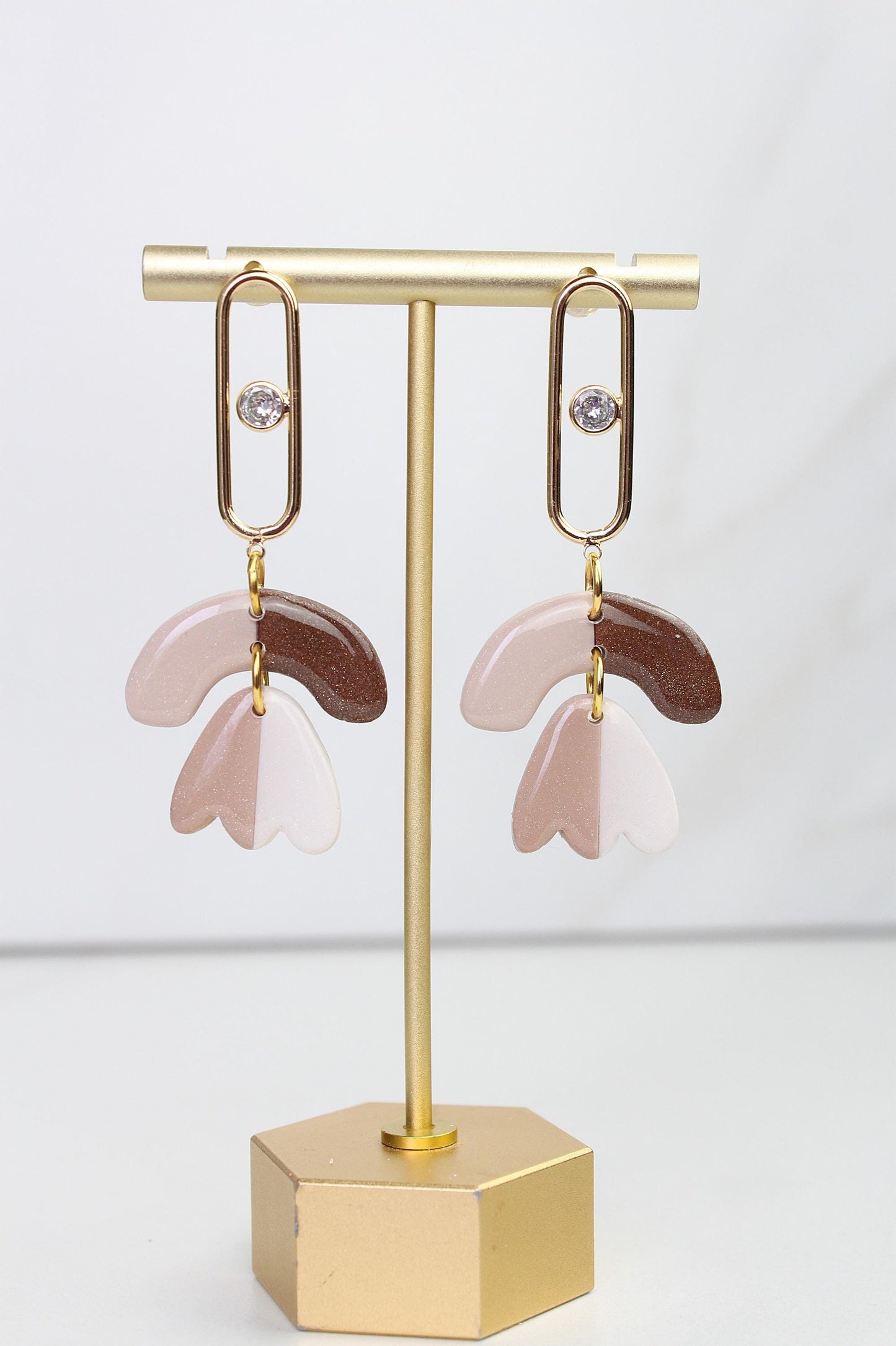 Neutral Marble Clay Earrings | Boho Clay Earrings | Lightweight Statement Earrings | Polymer Clay Dangle Earrings