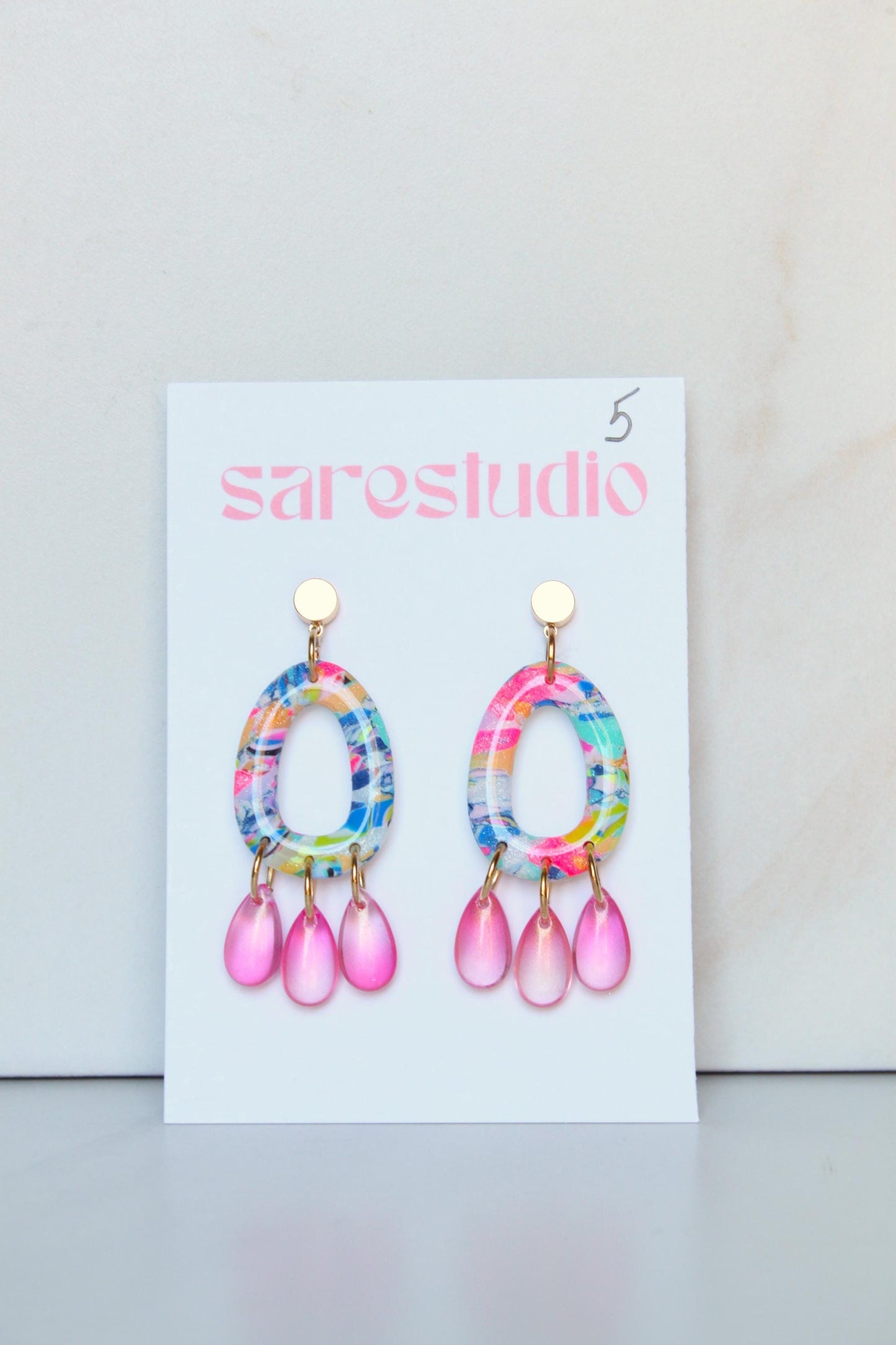 Clay Dangle Earrings - Geometric Modern Design, Handmade Lightweight Hypoallergenic Polymer Jewelry, Statement Accessory Multiple Colors