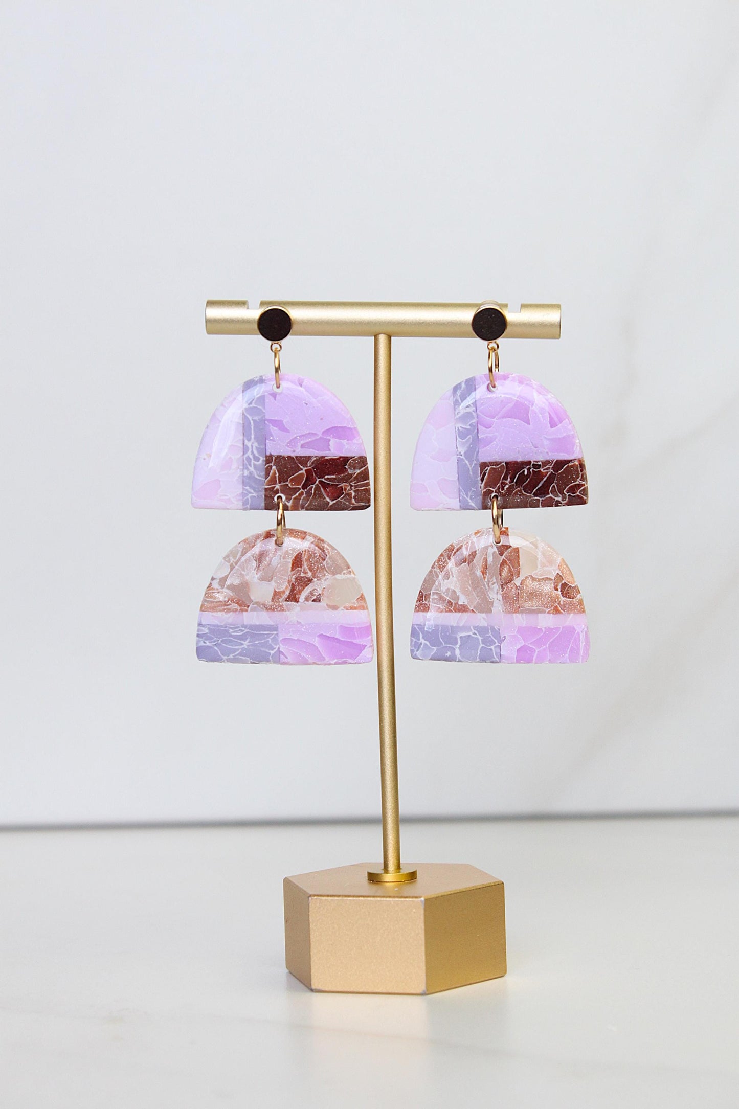 Marble Clay Earrings | Boho Clay Earrings | Lightweight Statement Earrings | Polymer Clay Dangle Earrings