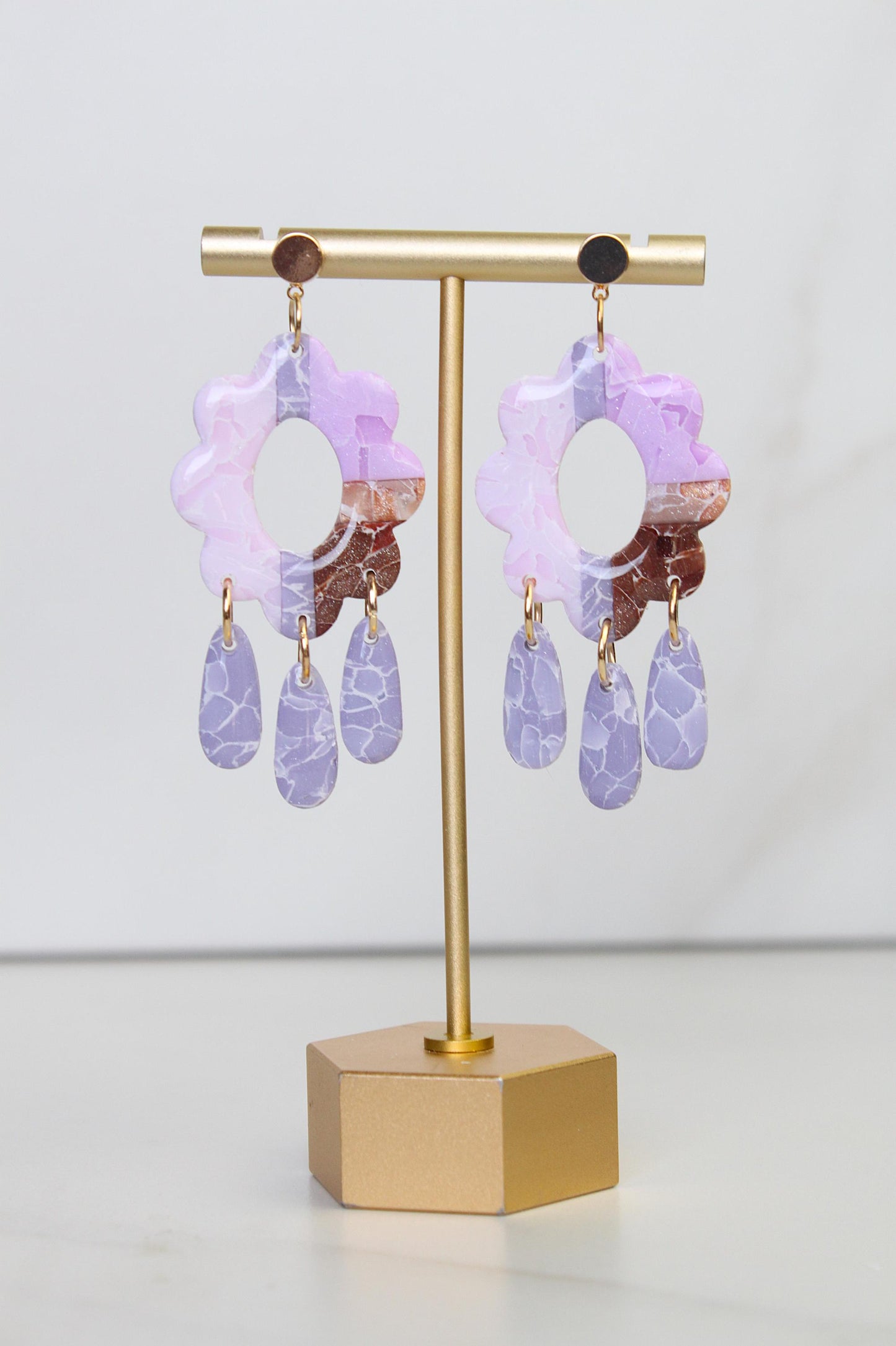 Marble Clay Earrings | Boho Clay Earrings | Lightweight Statement Earrings | Polymer Clay Dangle Earrings