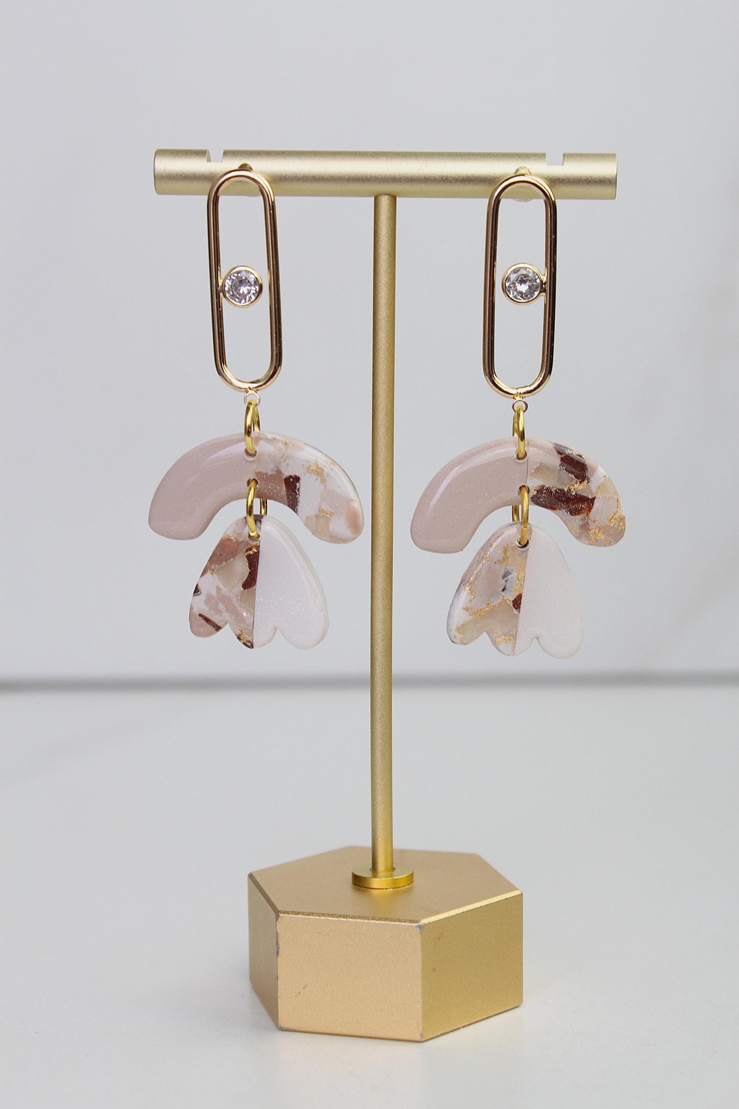 Neutral Marble Clay Earrings | Boho Clay Earrings | Lightweight Statement Earrings | Polymer Clay Dangle Earrings