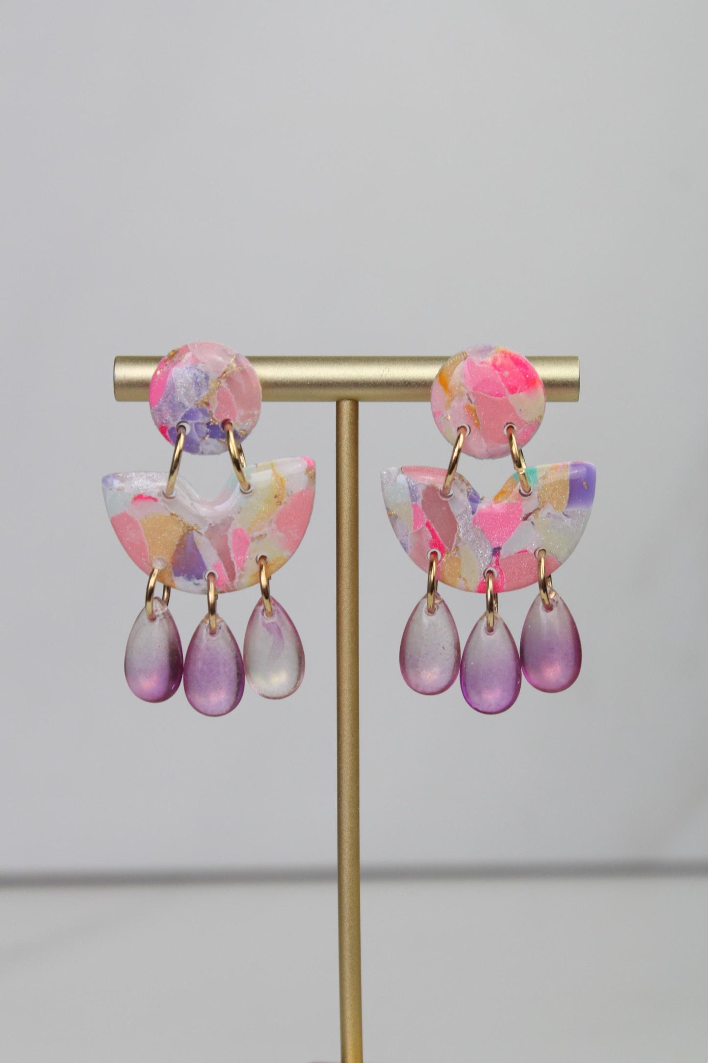 Colorful Marble Dangle Earrings, Colorful Marble Clay Earrings, Polymer Clay Dangle Earrings, Clay Earrings