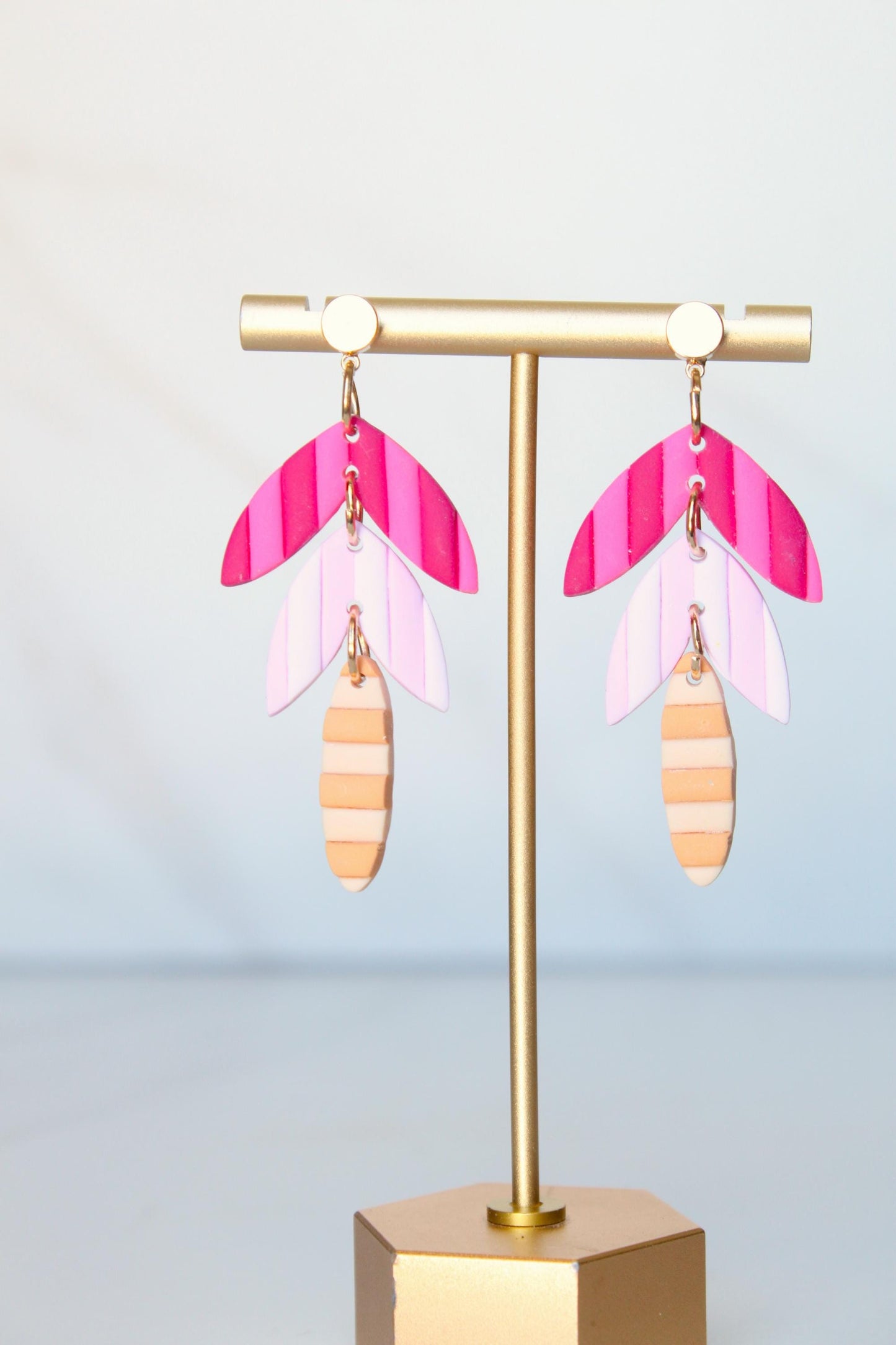 Clay Stripes Earring | Multicolor Polymer Clay Earring | Handmade Statement Clay Earring | Funky Statement Jewelry | Striped Clay Earring