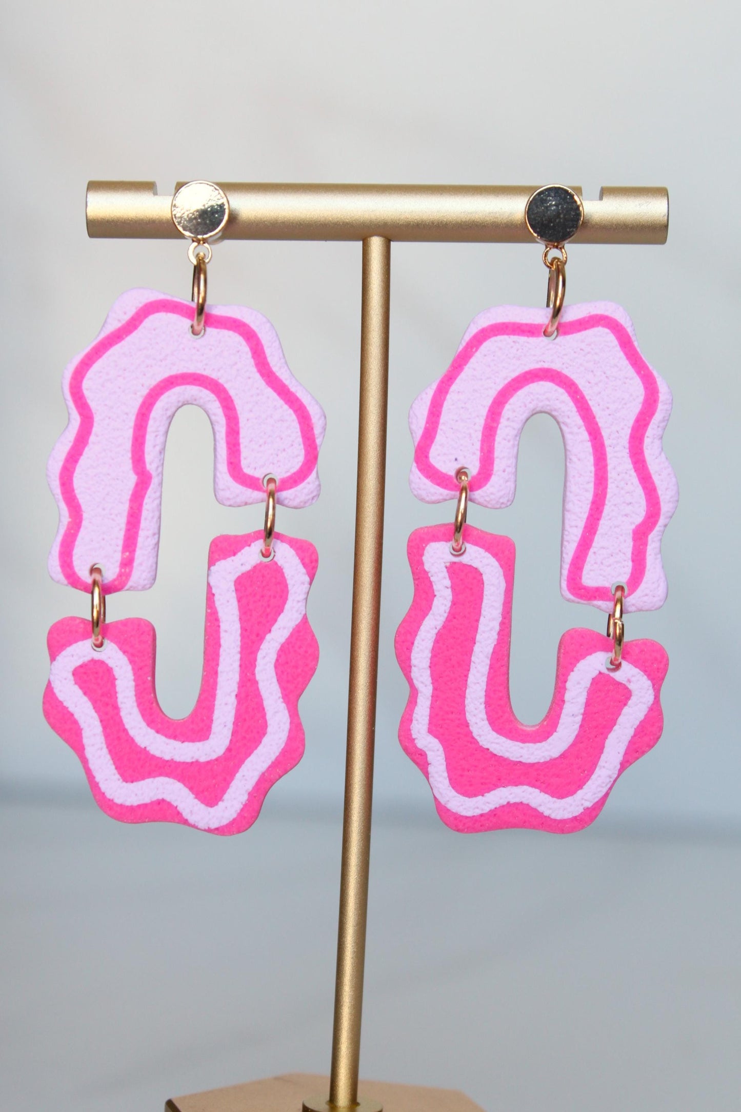 Clay Dangle Earrings - Geometric Modern Design, Handmade Lightweight Hypoallergenic Polymer Jewelry, Statement Accessory Multiple Colors