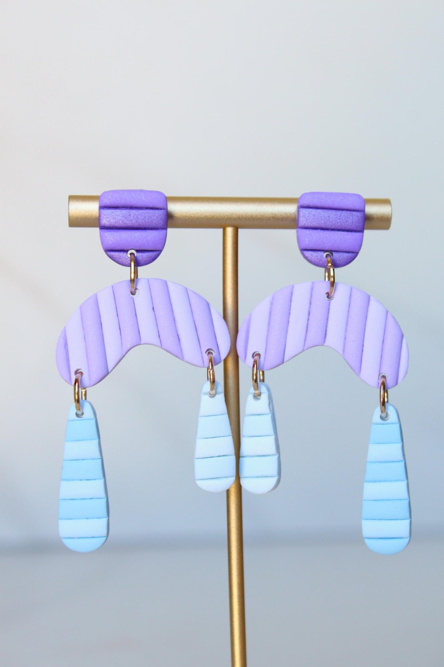 Clay Stripes Earring | Multicolor Polymer Clay Earring | Handmade Statement Clay Earring | Funky Statement Jewelry | Striped Clay Earring