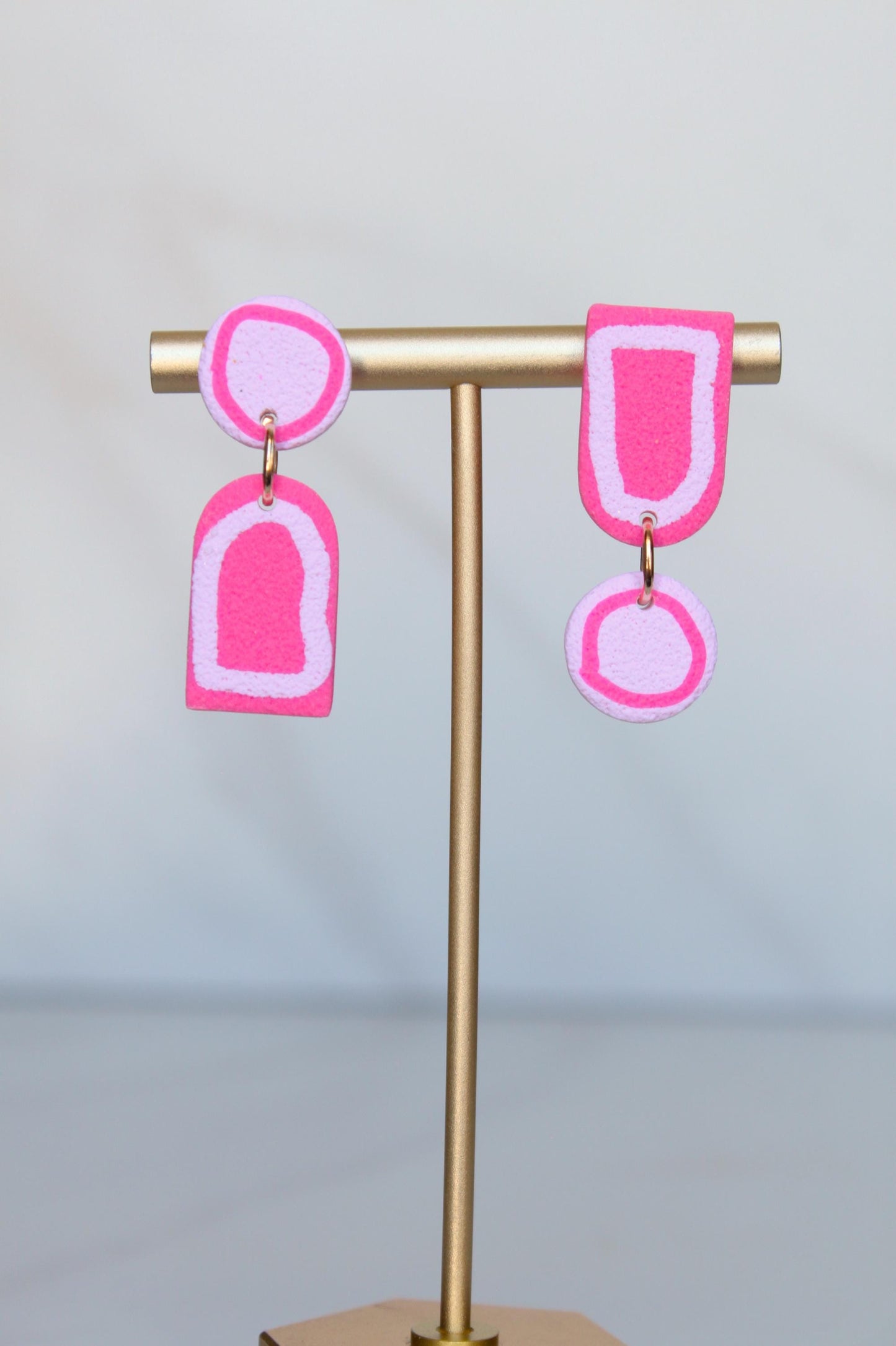 Clay Dangle Earrings - Geometric Modern Design, Handmade Lightweight Hypoallergenic Polymer Jewelry, Statement Accessory Multiple Colors