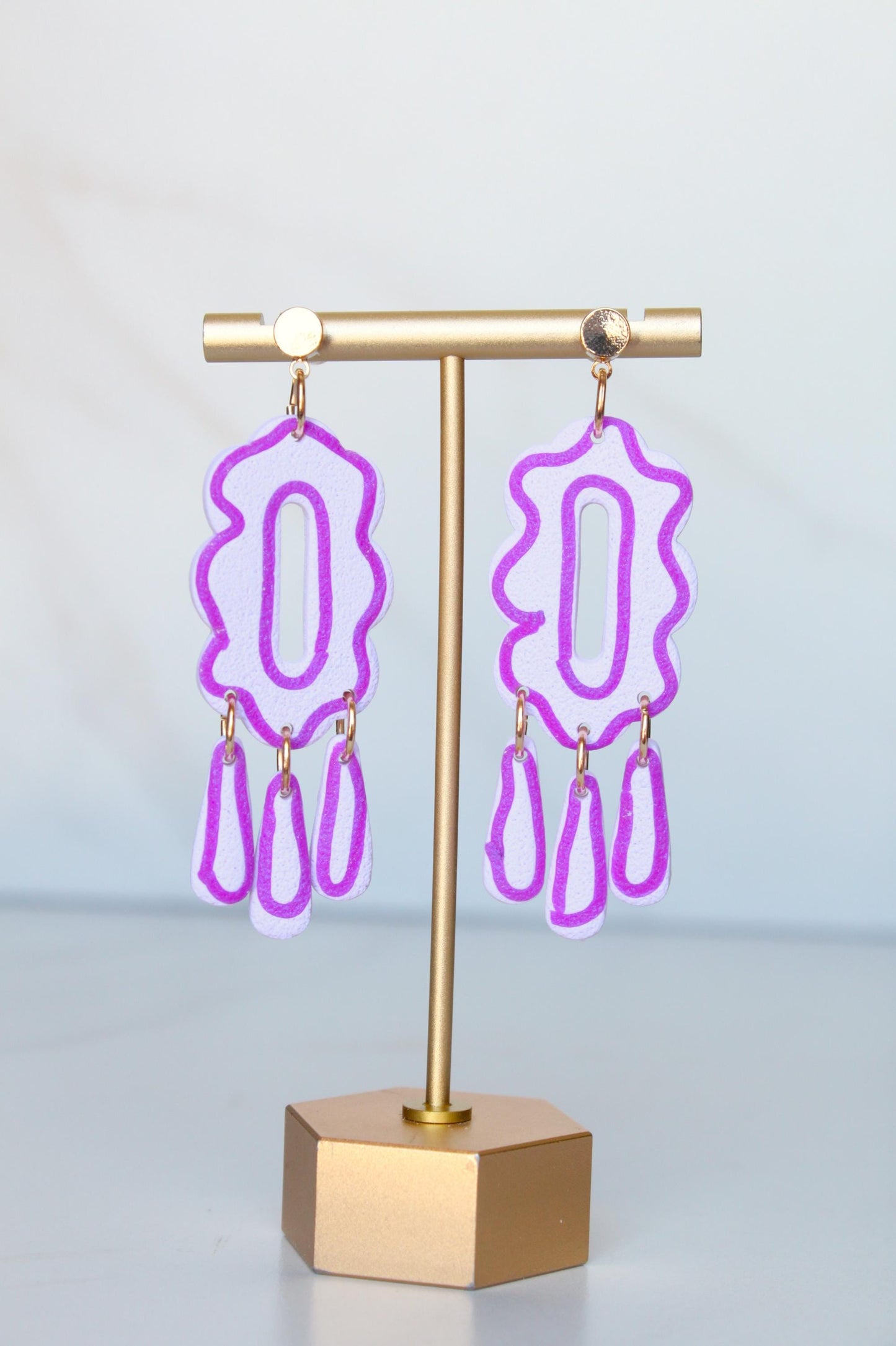 Clay Dangle Earrings - Geometric Modern Design, Handmade Lightweight Hypoallergenic Polymer Jewelry, Statement Accessory Multiple Colors