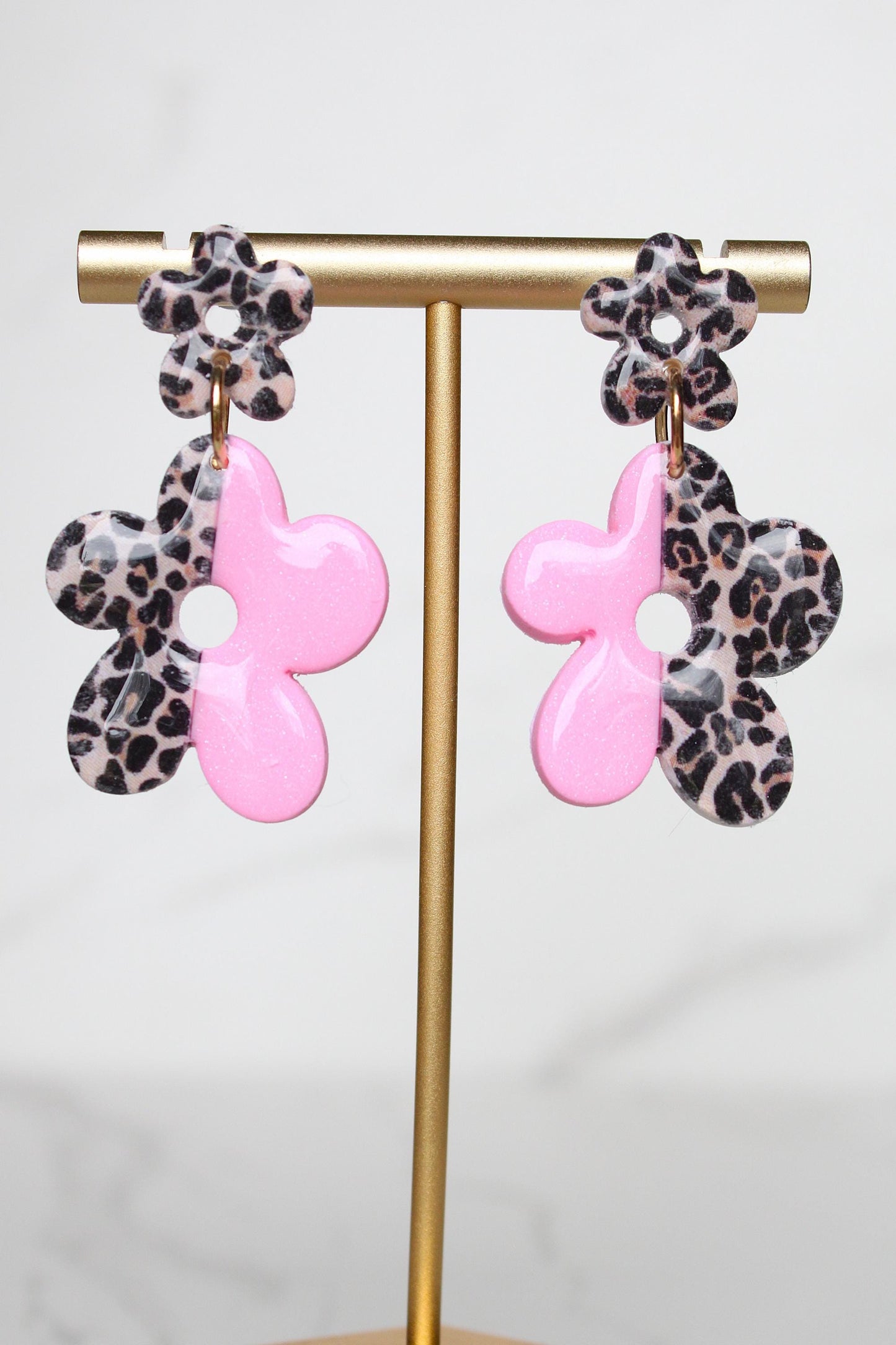 Leopard Flower Clay Earrings | Polymer Clay earrings | Leopard Earrings | Clay Earrings | Flower Clay earrings | Gift for Her | Gift for Mom