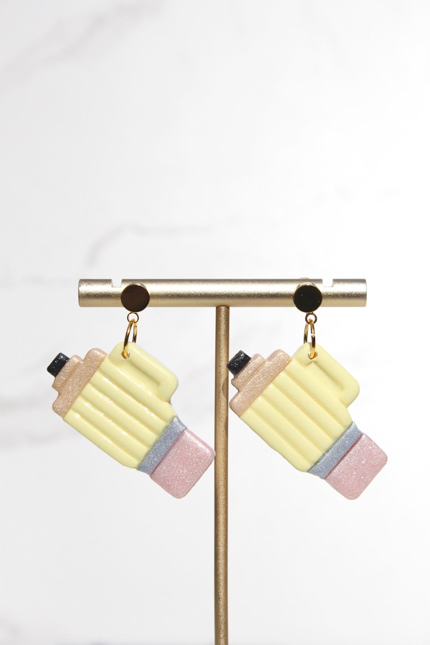 Pencil Tumbler Clay Earrings – Multicolor Back to School Statement Earrings | Fun School Supply Jewelry | Student & Teacher Gift