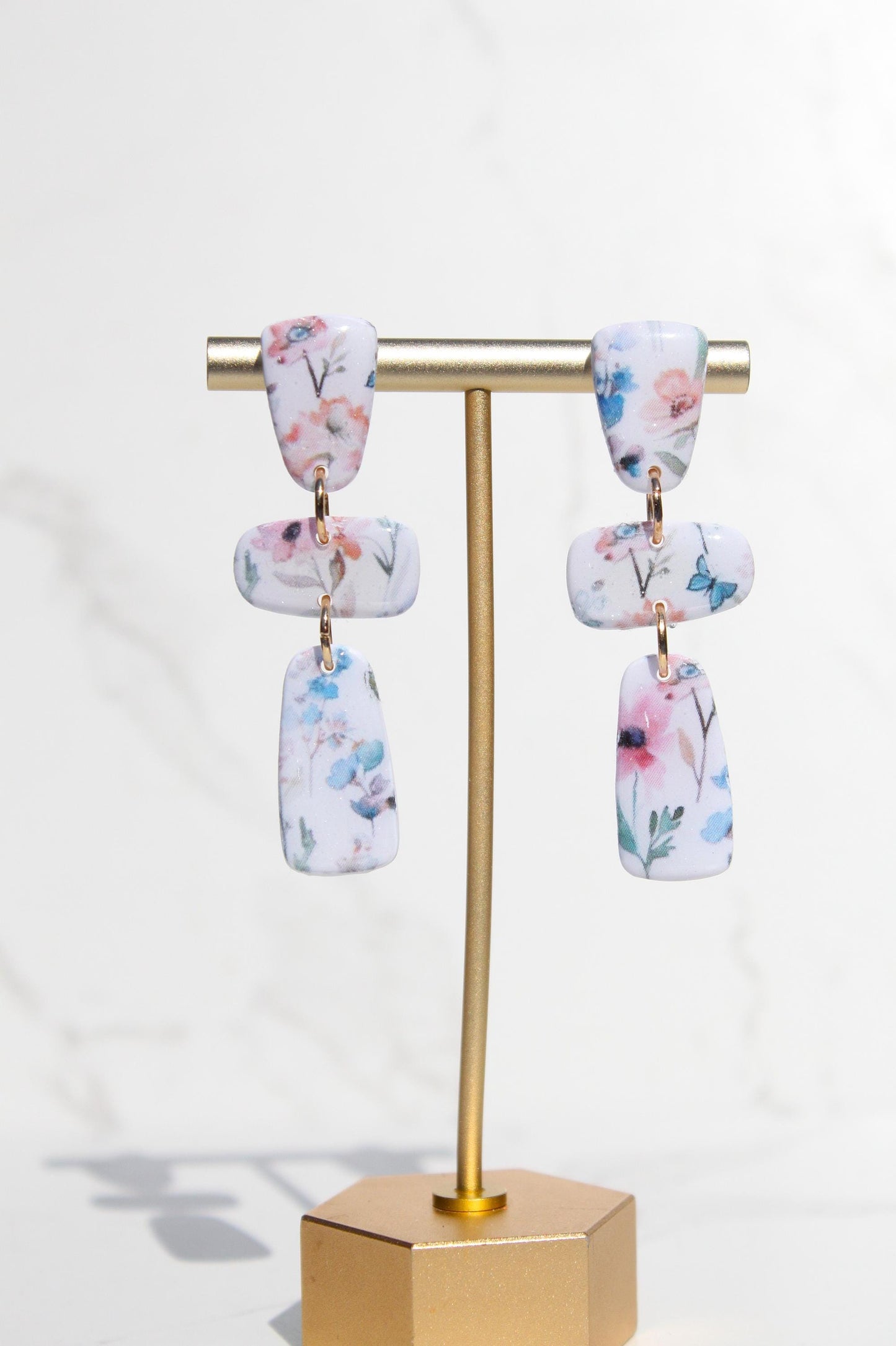 Floral Clay Earrings | Lightweight Statement Earrings | Handmade Botanical Jewelry | Spring Earrings | Colorful Dangle Earrings for Women