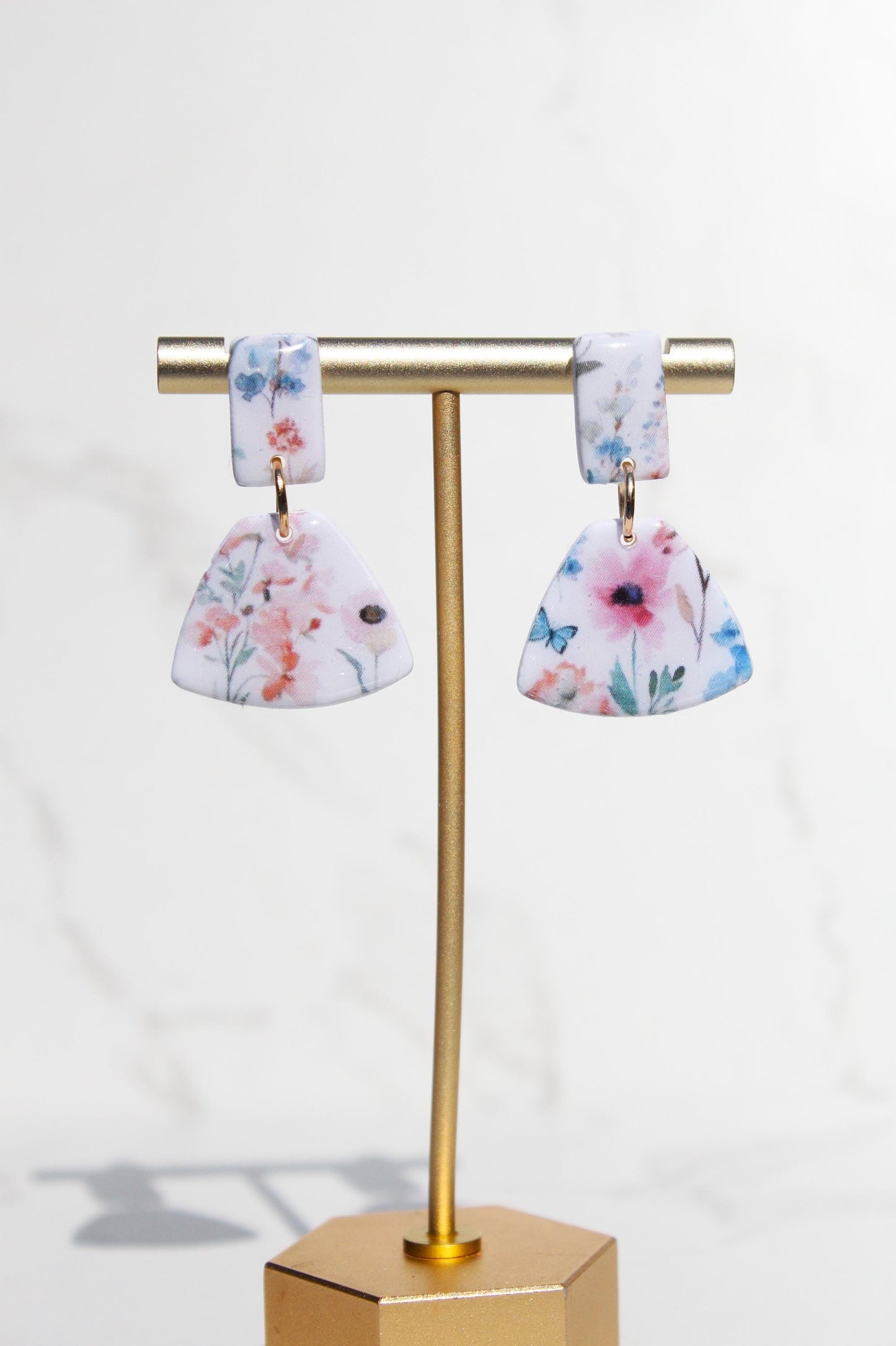 Floral Clay Earrings | Lightweight Statement Earrings | Handmade Botanical Jewelry | Spring Earrings | Colorful Dangle Earrings for Women