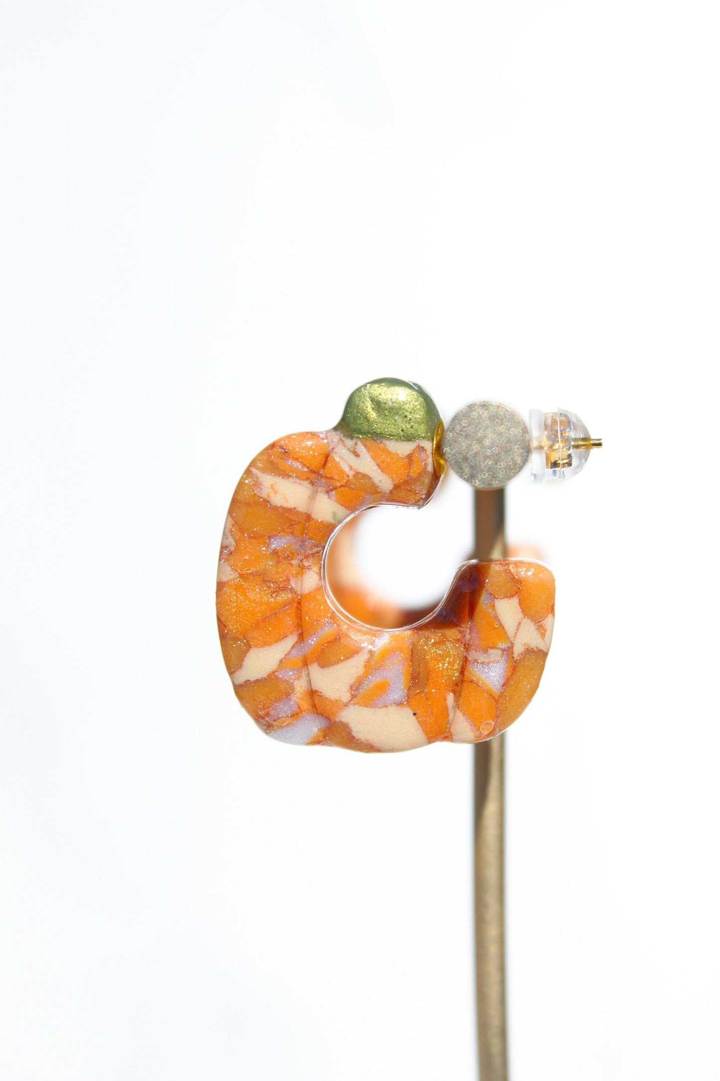 Orange Pumpkin Hoop Earrings | Halloween Clay Earrings | Fall Statement Jewelry | Spooky Cute Hoops | Handmade Polymer Clay