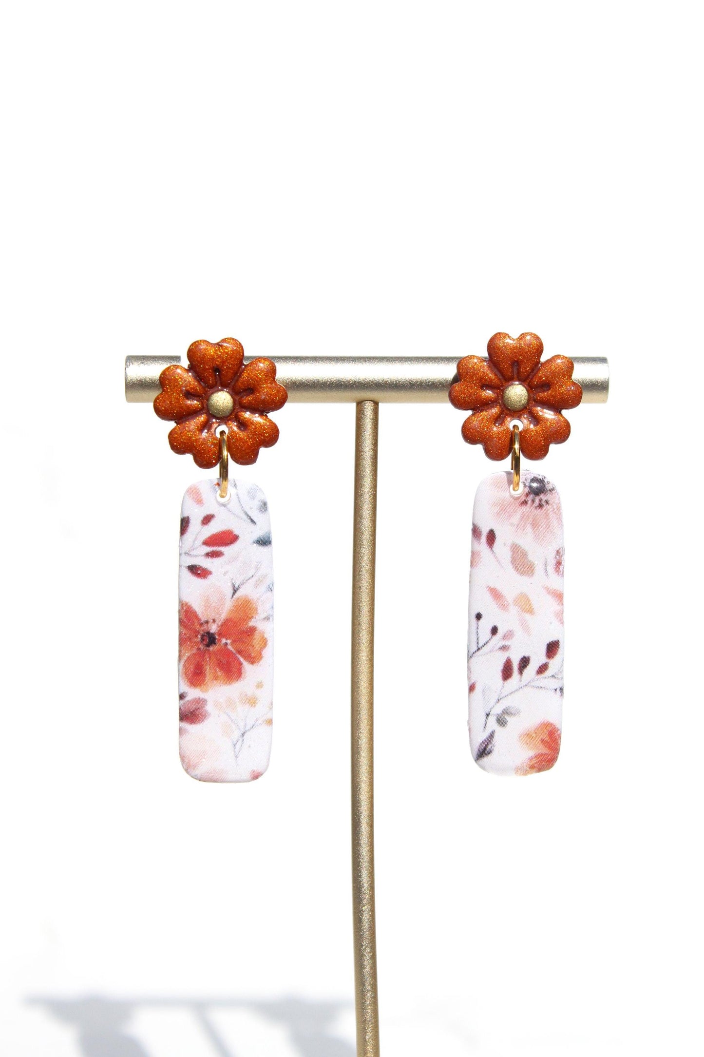 Fall Floral Clay Earrings | Autumn Statement Jewelry | Handmade Polymer Clay | Lightweight Earrings | Boho Fall Accessories