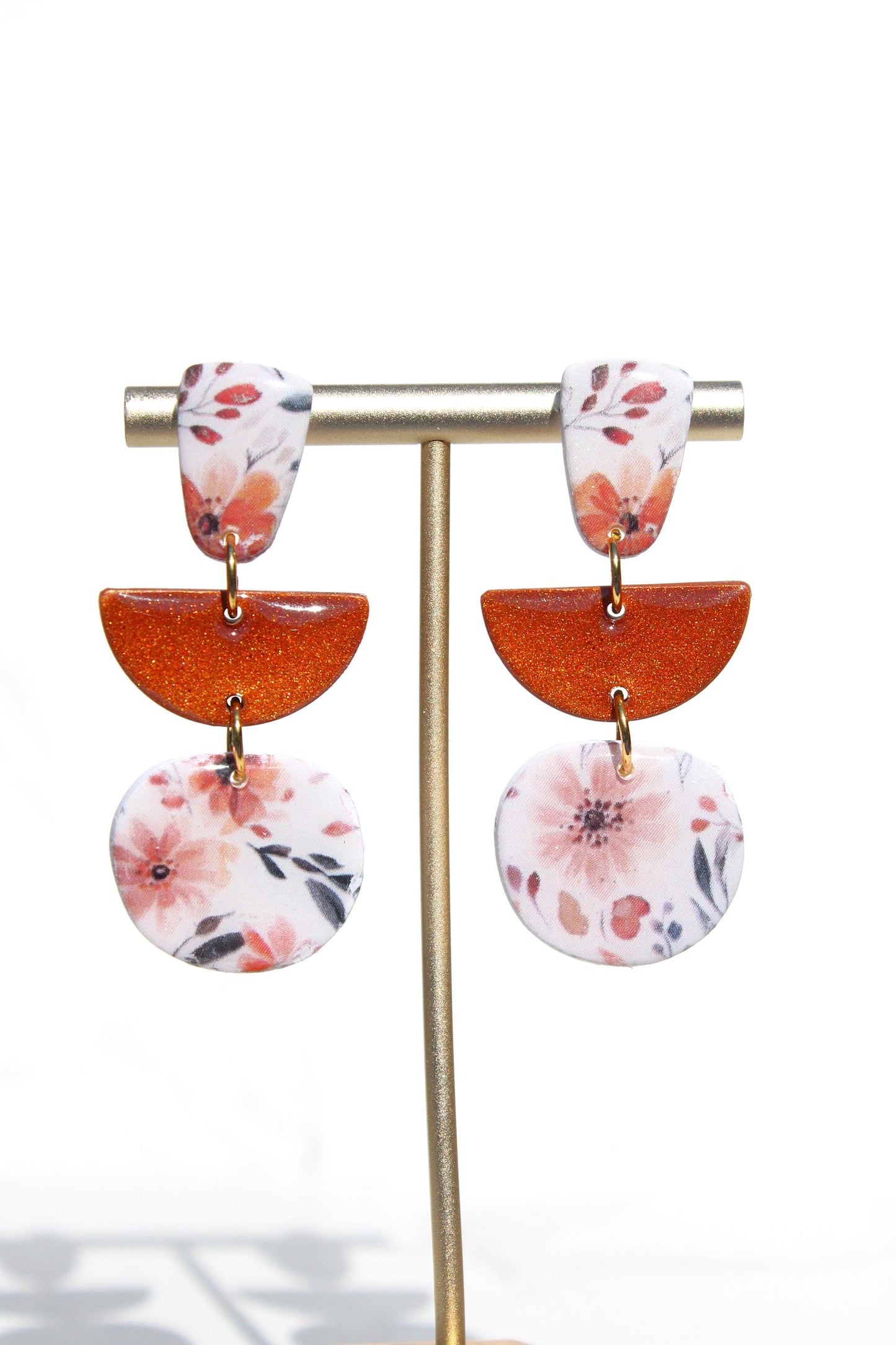 Fall Floral Clay Earrings | Autumn Statement Jewelry | Handmade Polymer Clay | Lightweight Earrings | Boho Fall Accessories