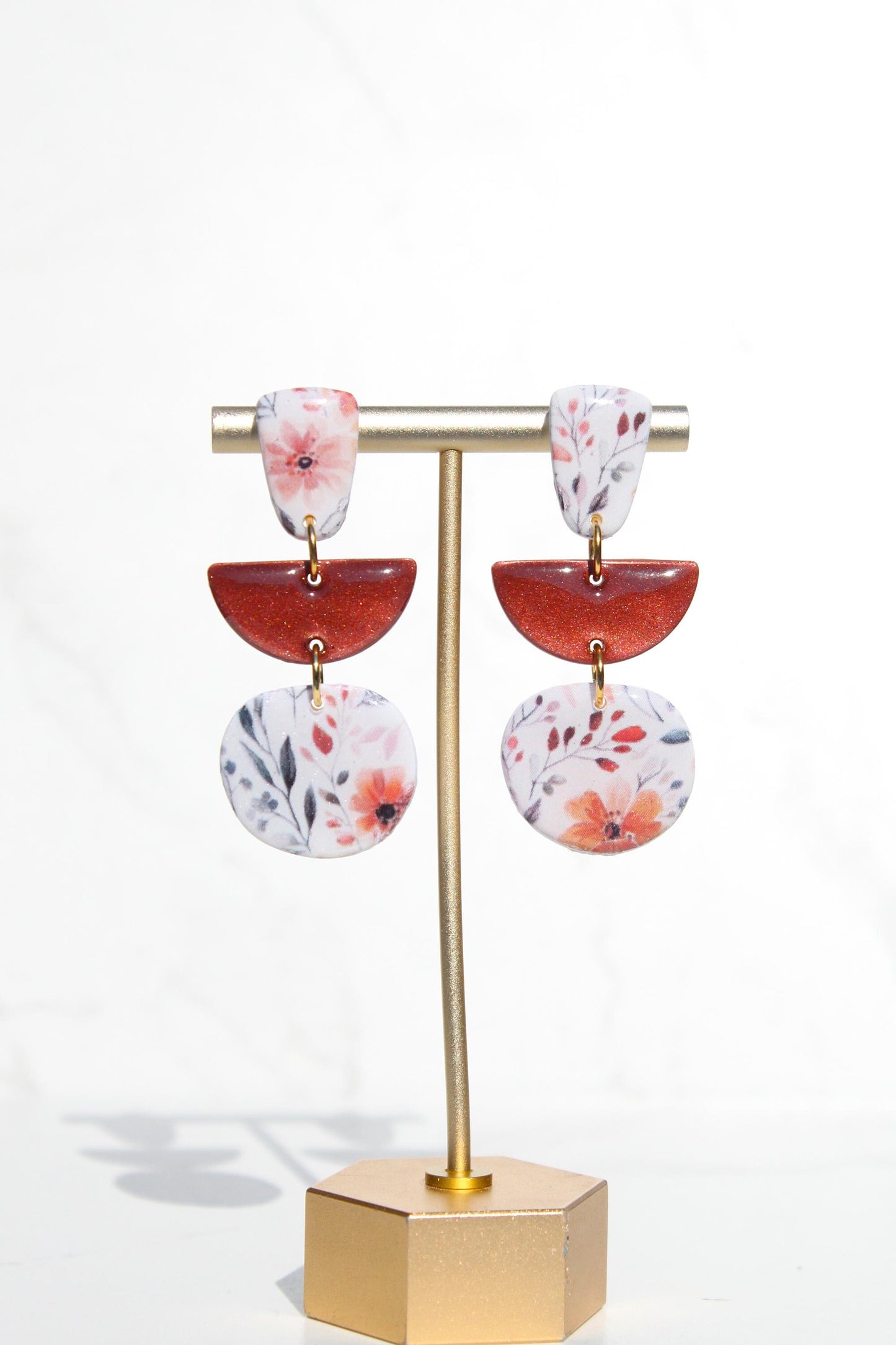 Fall Floral Clay Earrings | Autumn Statement Jewelry | Handmade Polymer Clay | Lightweight Earrings | Boho Fall Accessories