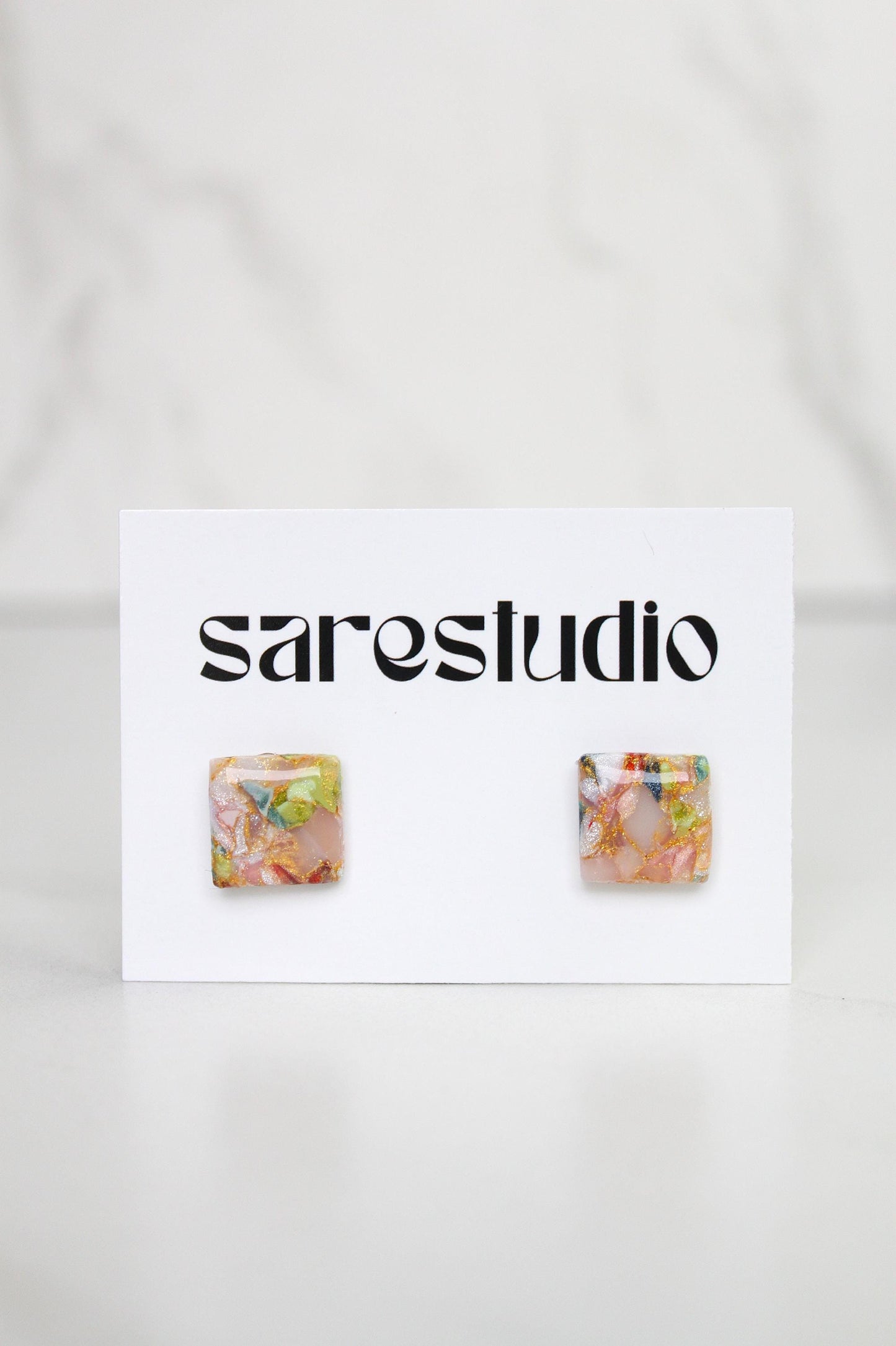 Confetti Marble Clay Stud Earrings – Lightweight Dainty Jewelry, Everyday Fun