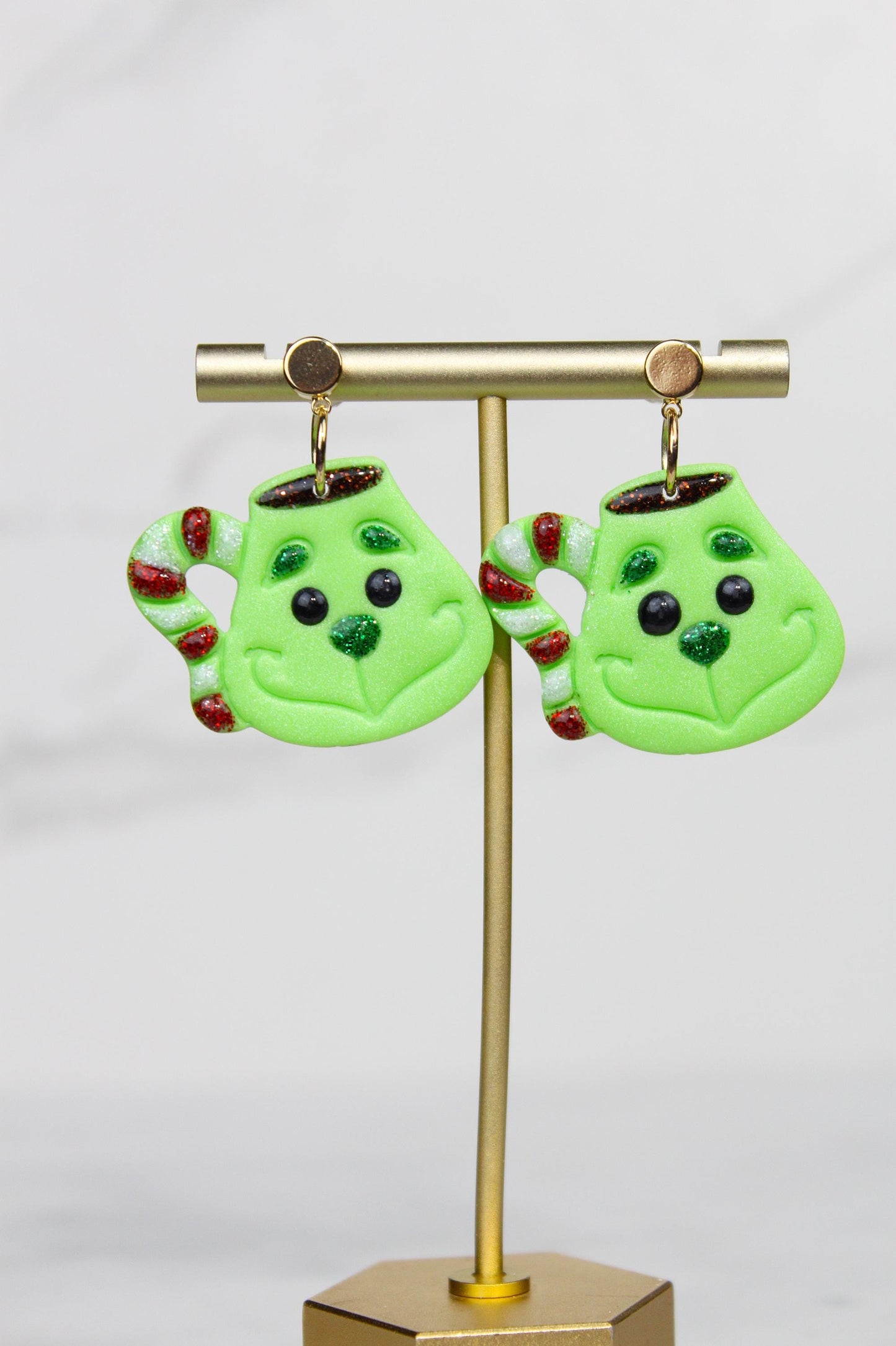 Polymer Clay Christmas Mug Earrings - Hot Cocoa Snowman Reindeer Grinch Designs