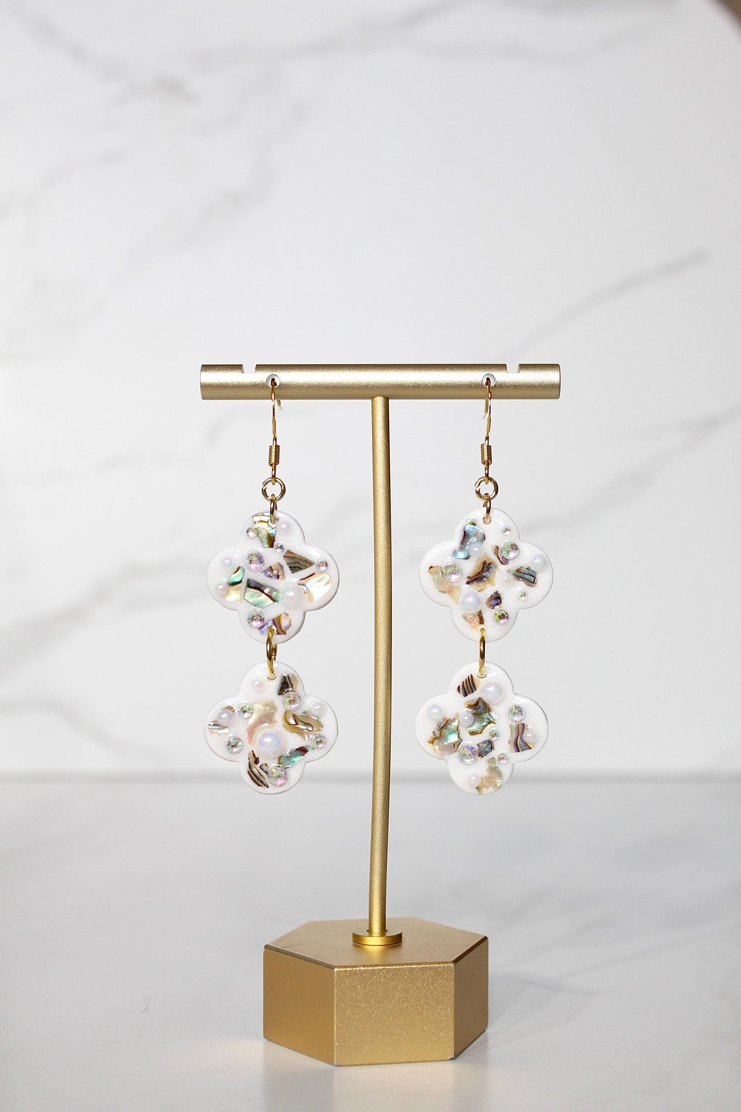 Lumière Drop Earrings | Iridescent Shell Statement Earrings